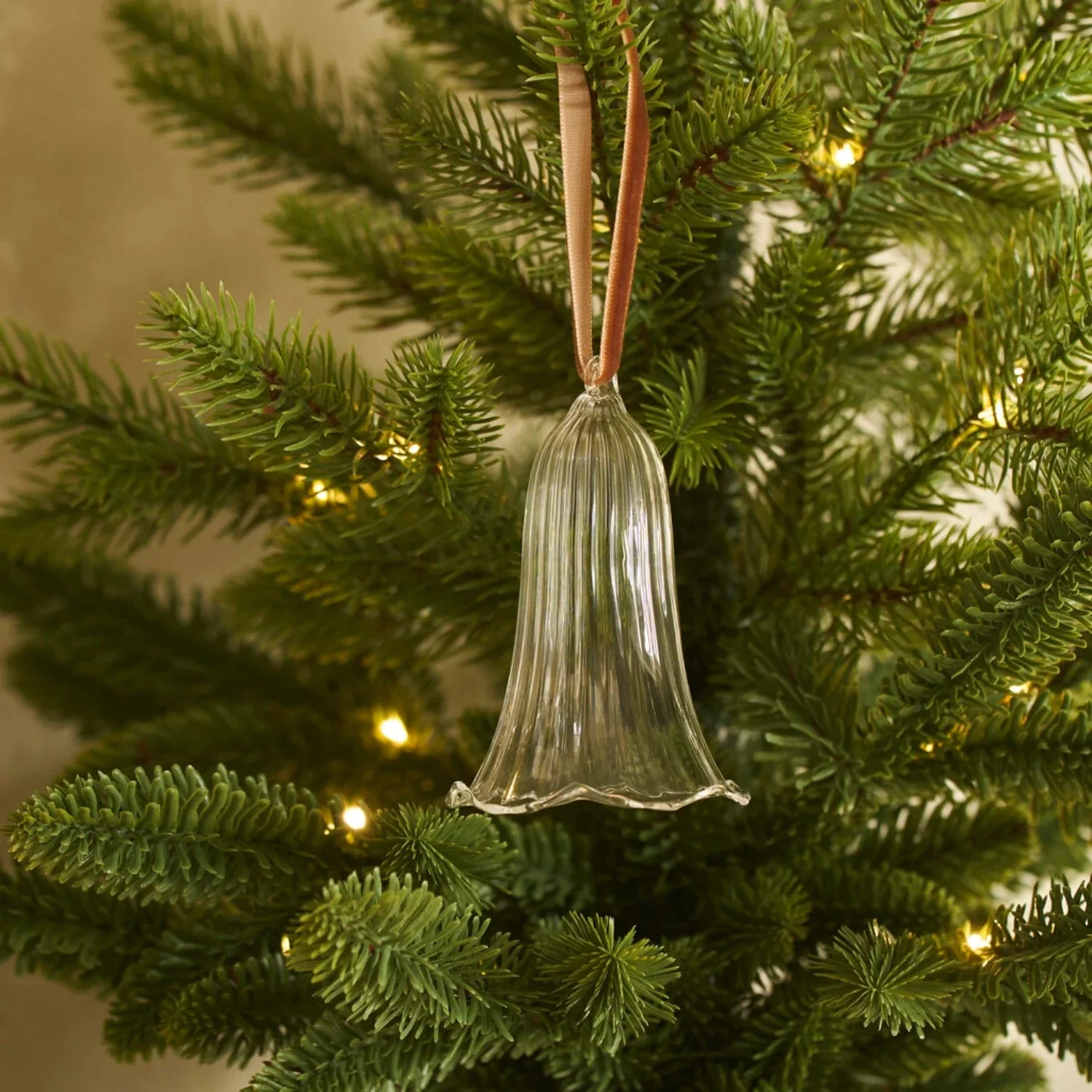 Amara Glass Bell Hanging Decoration, Taupe