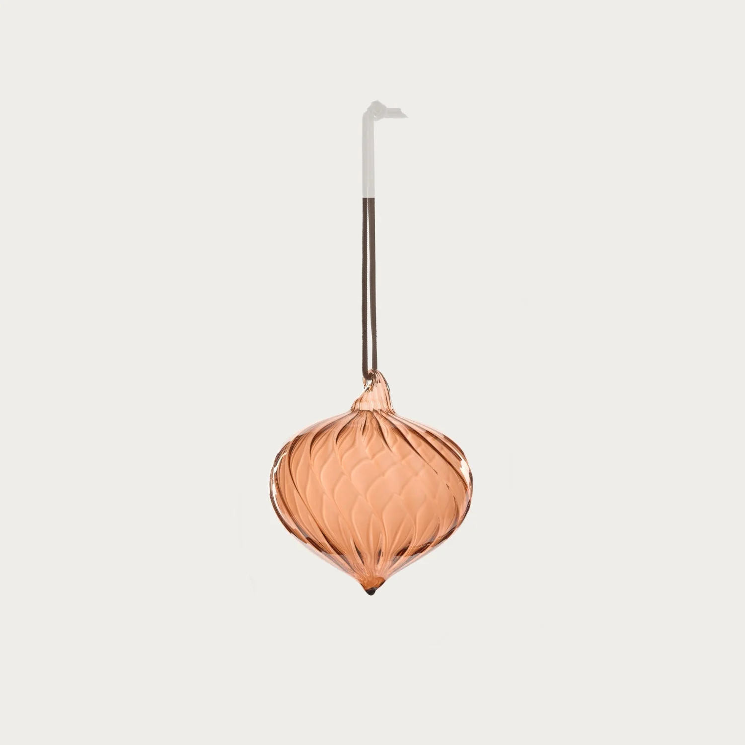 Avery Glass Drop Bauble, Apricot - Set of 6 - Image 3