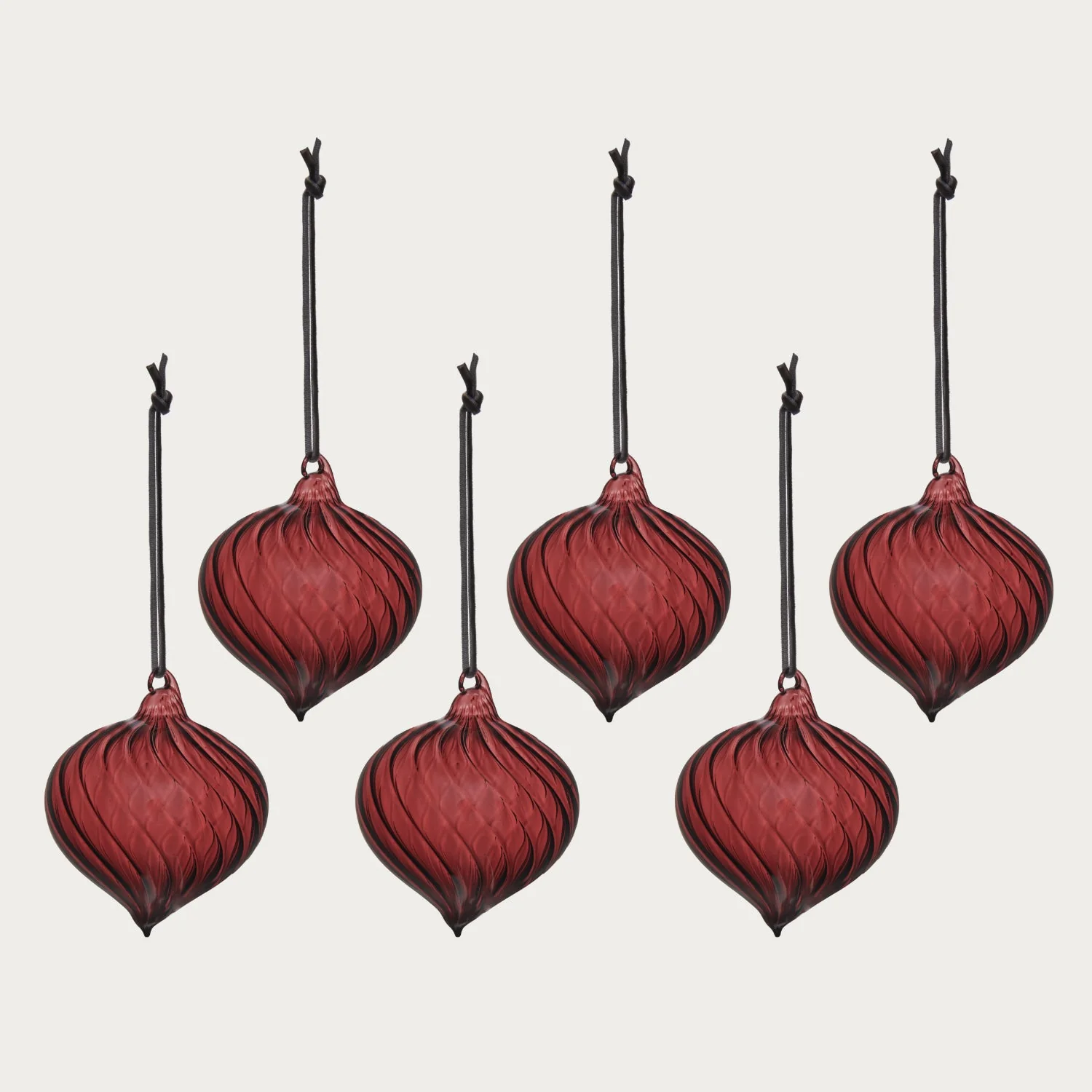 Avery Glass Drop Bauble, Merlot - Set of 6 - Image 2