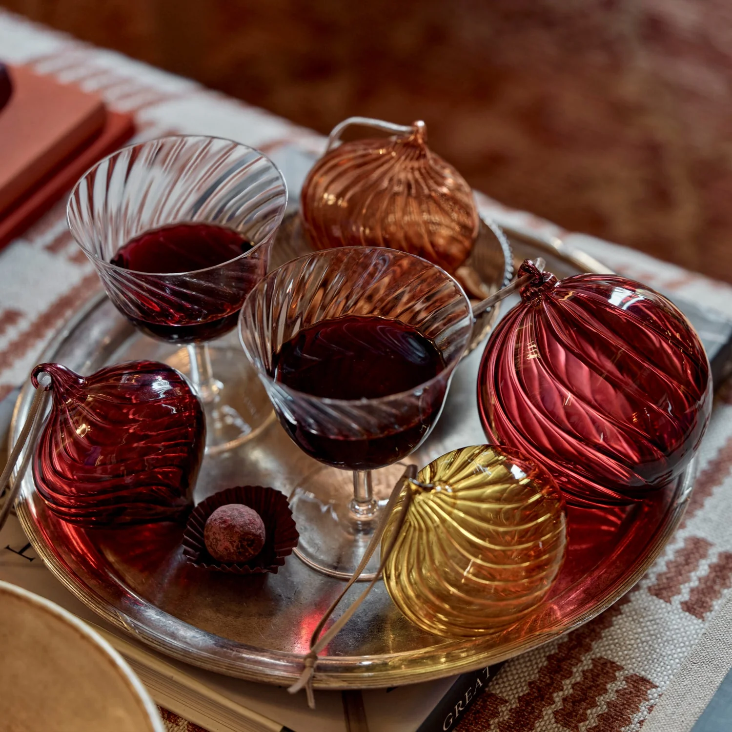 Avery Glass Drop Bauble, Merlot - Set of 6 - Image 5