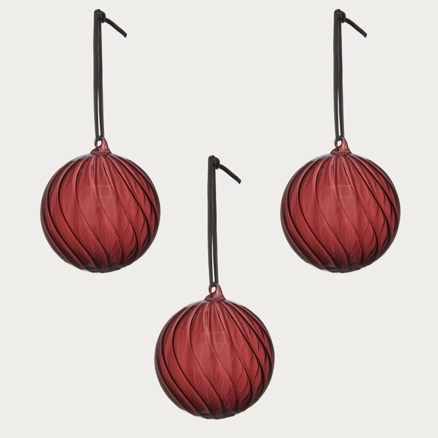Avery Large Glass Bauble, Merlot - Set of 3 - Image 2