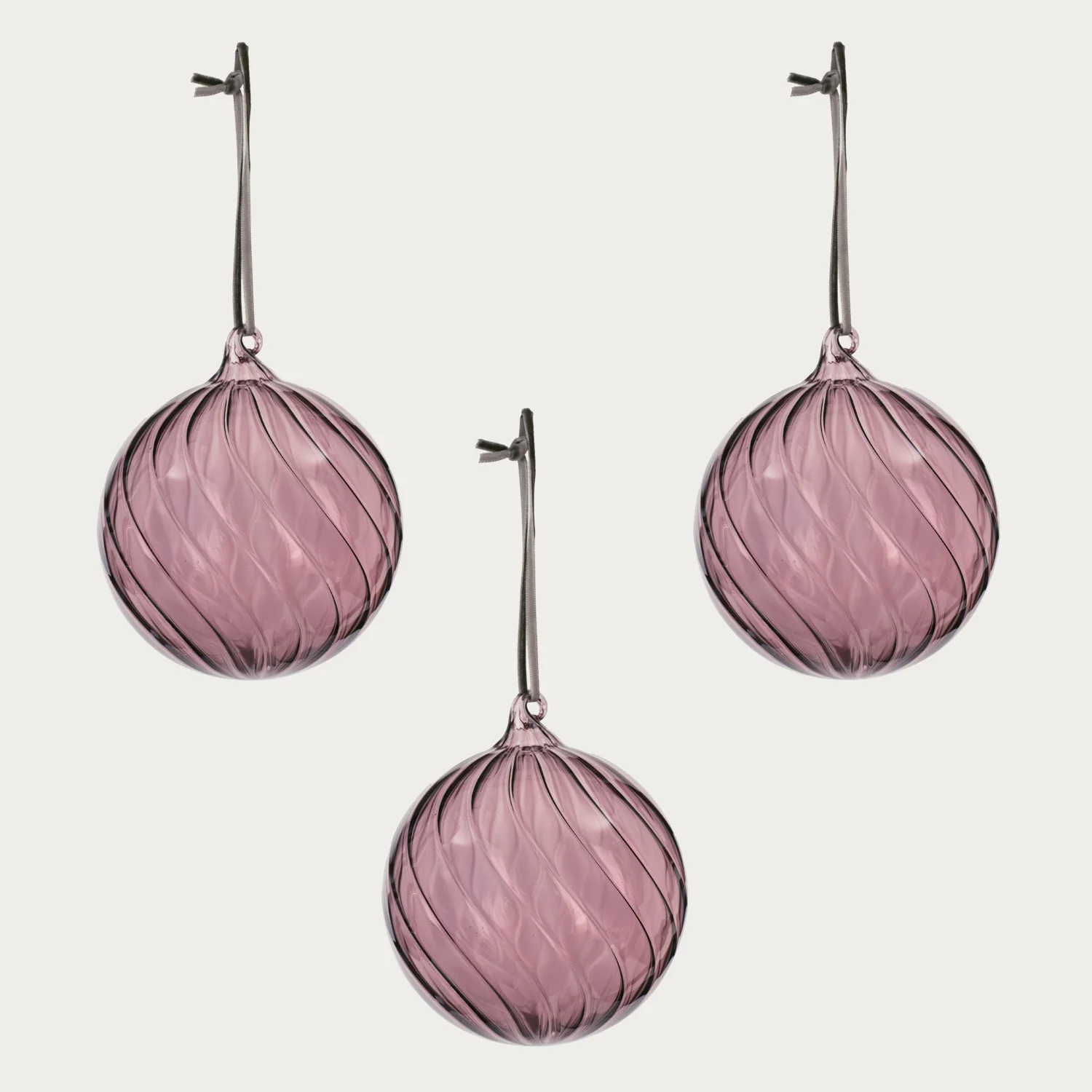 Avery Large Glass Bauble, Rose - Set of 3 - Image 2