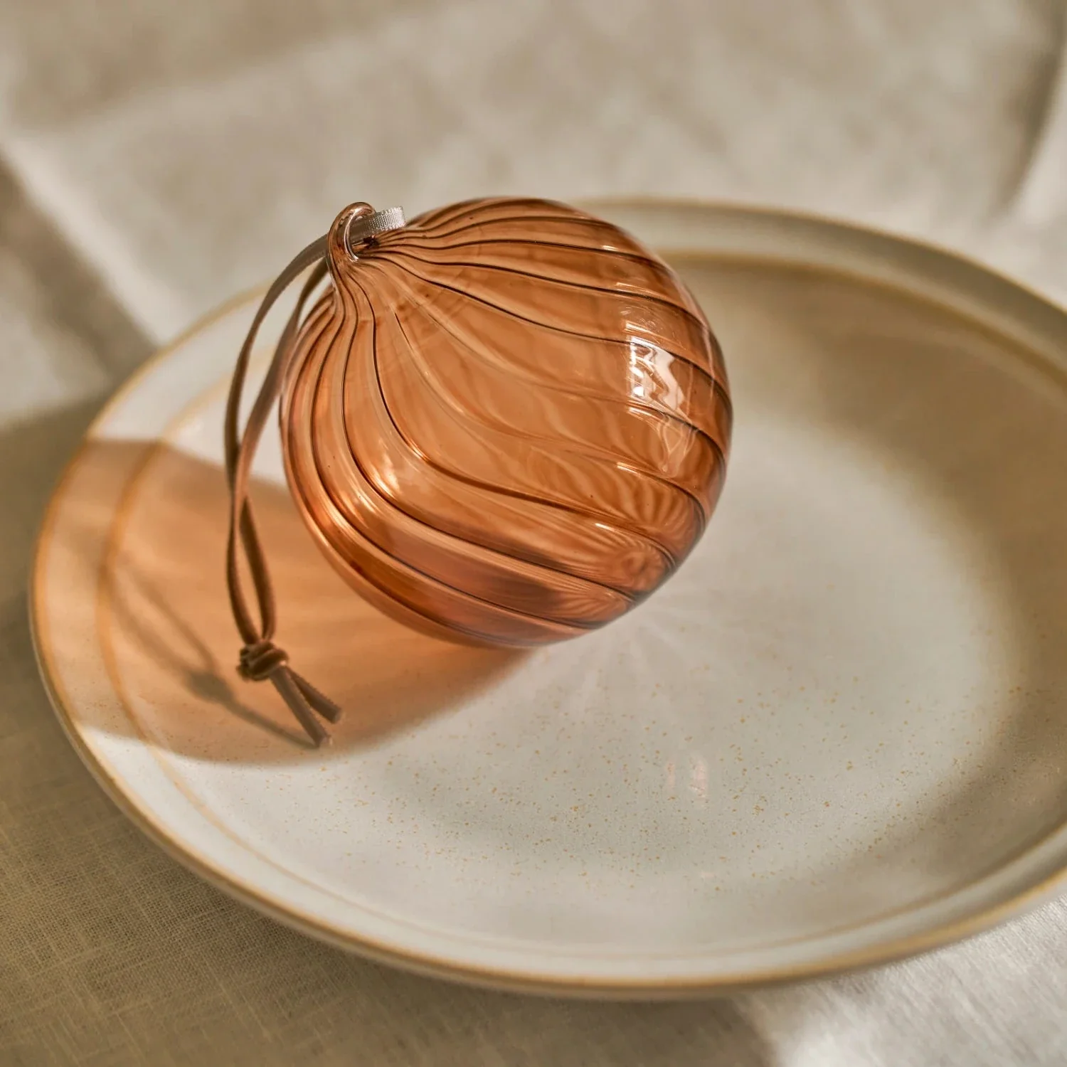 Avery Small Glass Bauble, Apricot - Set of 6