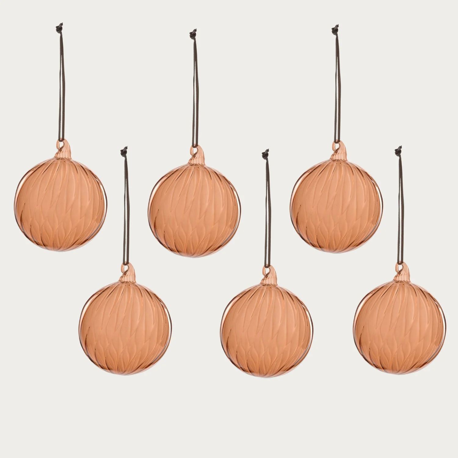 Avery Small Glass Bauble, Apricot - Set of 6 - Image 2