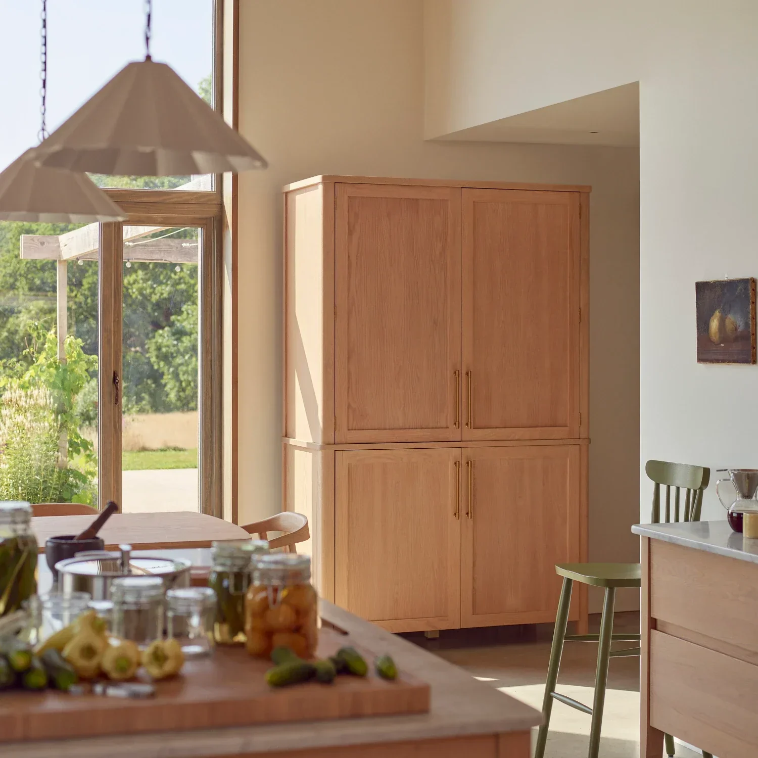 Borough Freestanding Oak Double Kitchen Larder with Marble insert - Image 10