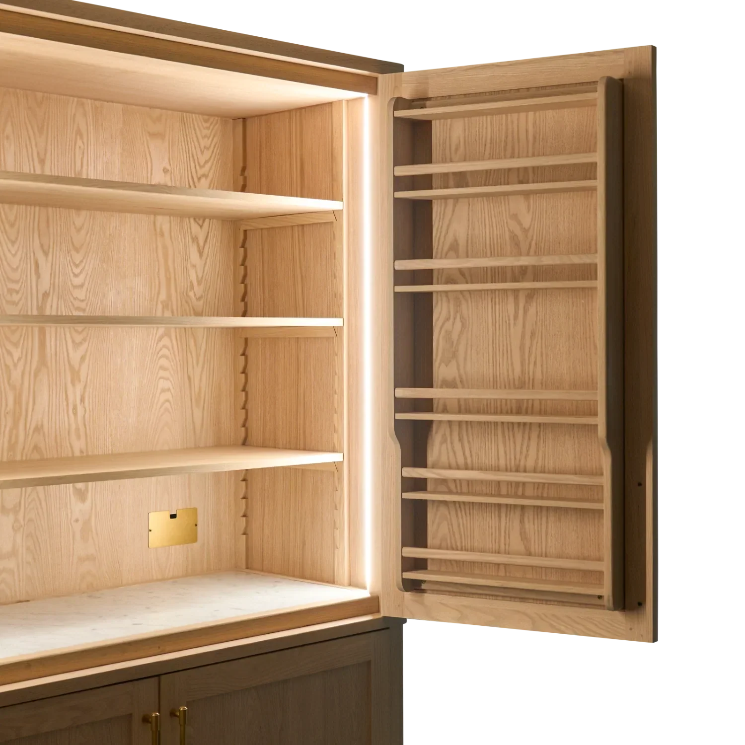 Borough Freestanding Oak Double Kitchen Larder with Marble insert - Image 15