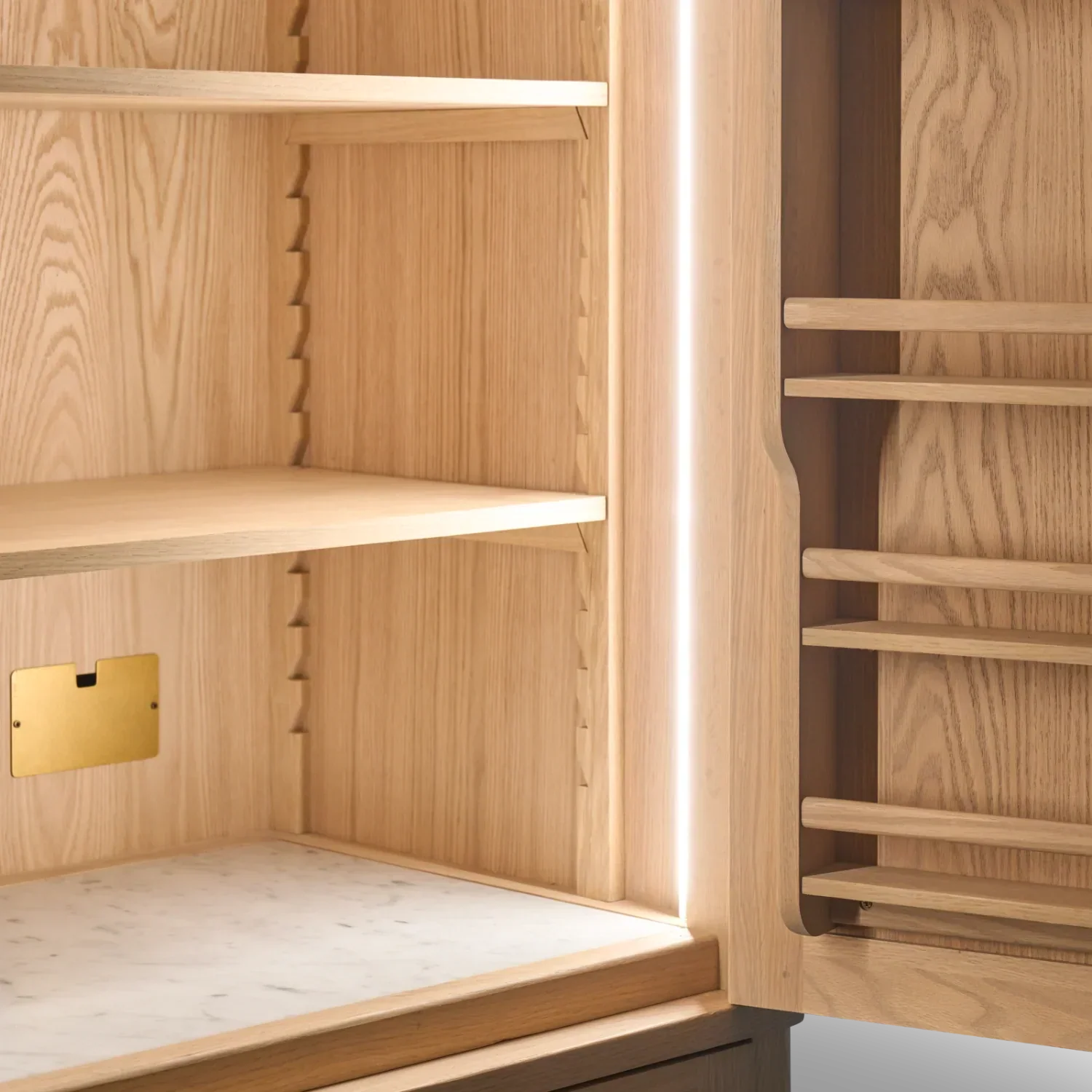 Borough Freestanding Oak Double Kitchen Larder with Marble insert - Image 16