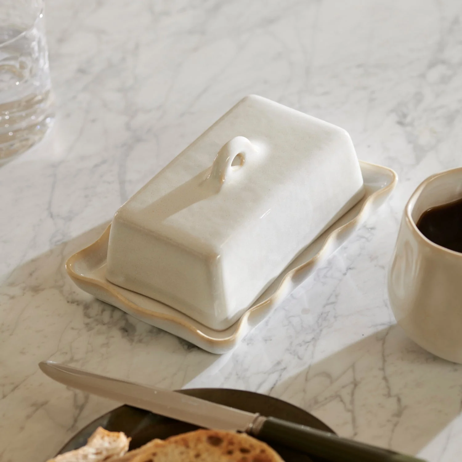Bramley Stoneware Butter Dish, White
