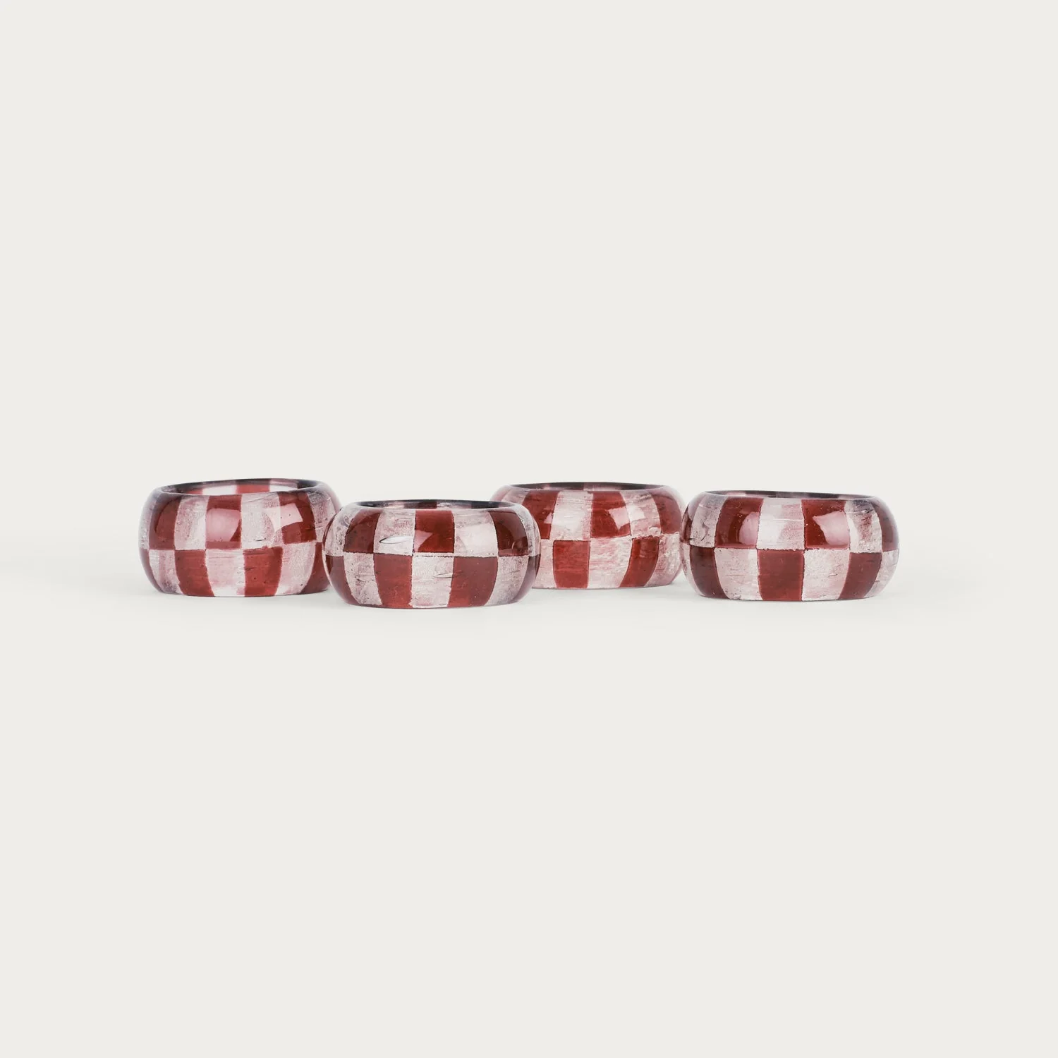 Carnaby Glass Check Napkin Rings, Merlot - Set of 4 - Image 3