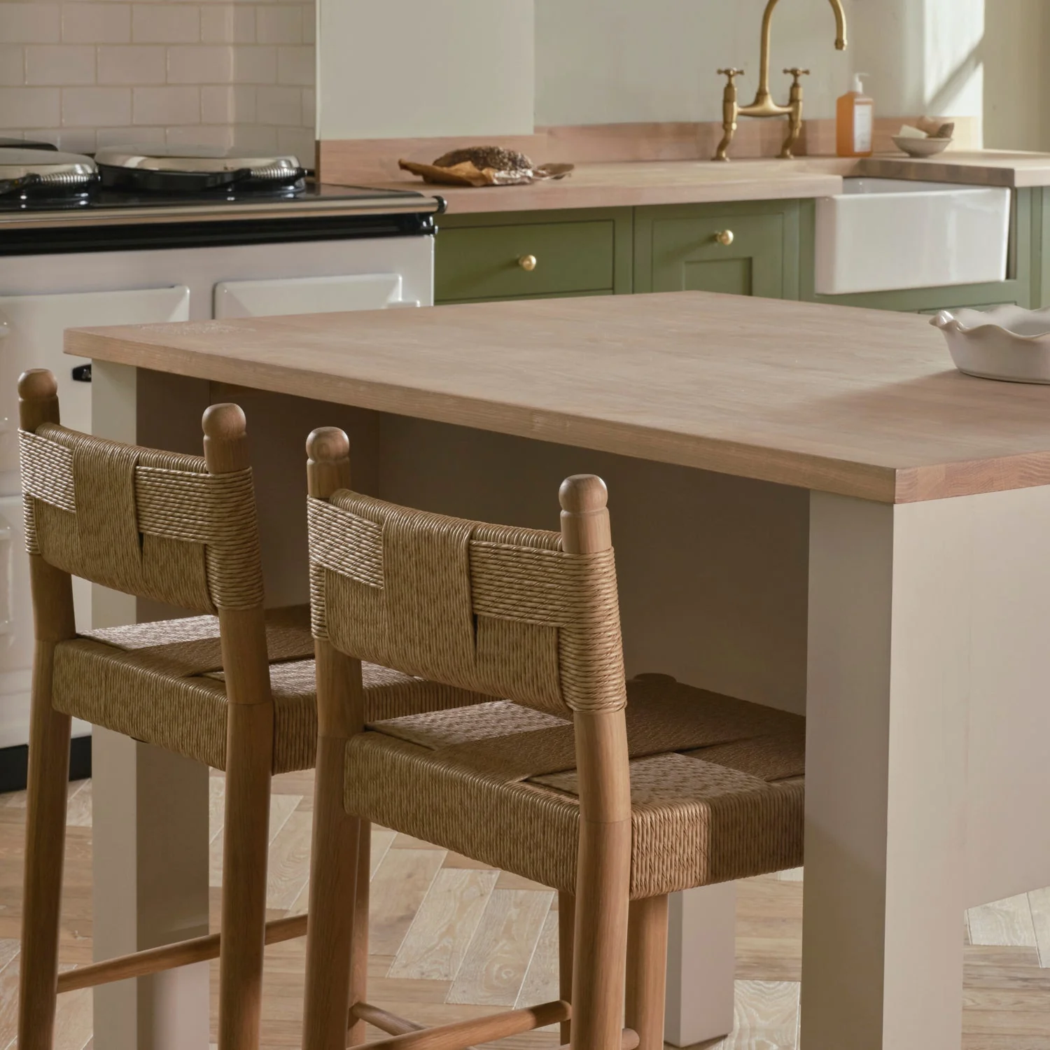 Charlecote Medium Kitchen Island with Oak Top, 120cm - Image 3