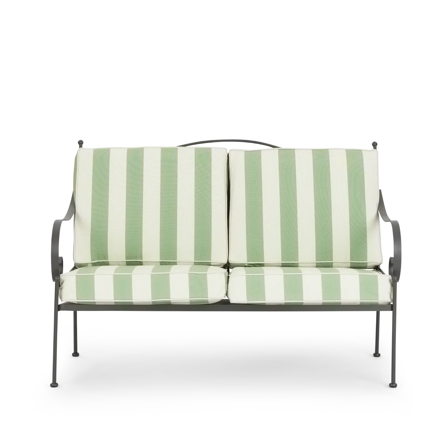 Cheltenham 2 Seater Metal Garden Sofa, Green Stripe - Image 6