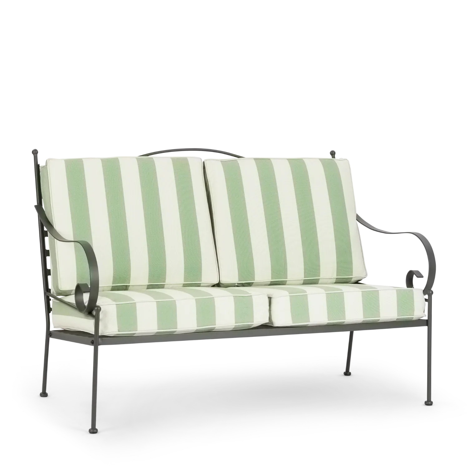 Cheltenham 2 Seater Metal Garden Sofa, Green Stripe - Image 7