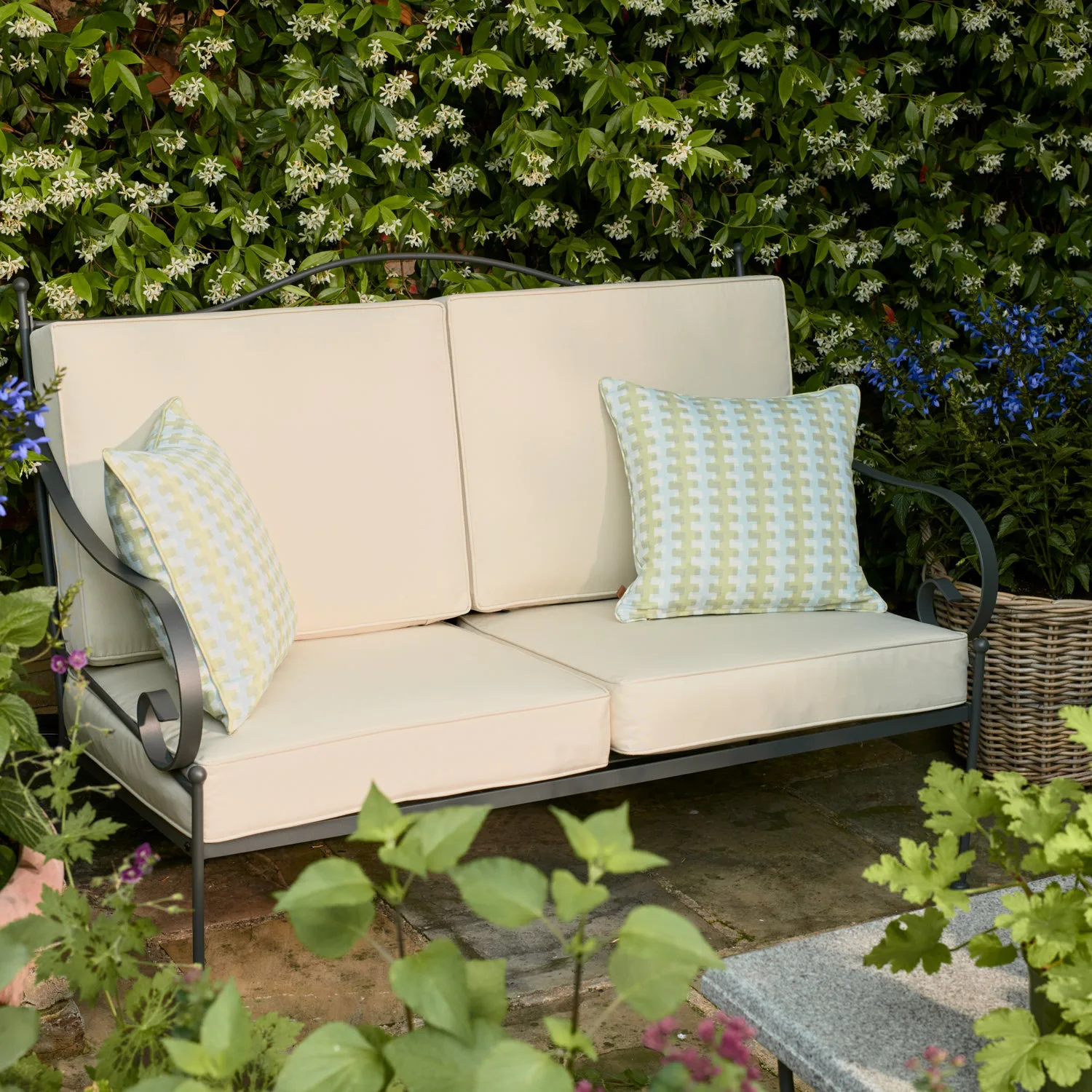 Cheltenham 2 Seater Metal Garden Sofa, Natural - Image 3