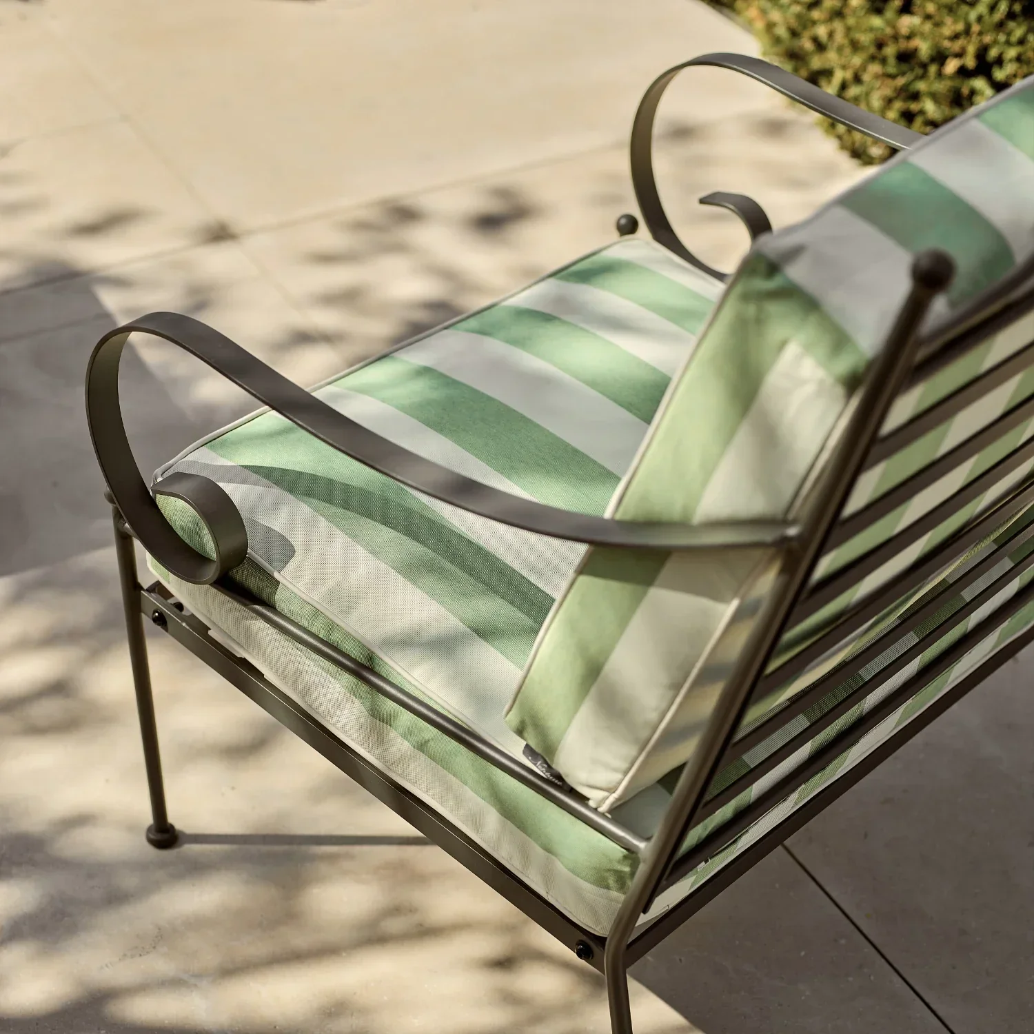 Cheltenham Metal Garden Armchair, Green Stripe - Image 5