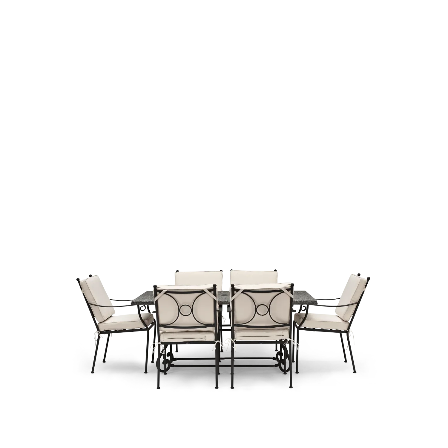 Cheltenham 6 Seater Metal Garden Dining Set with Granite Top, Natural - Image 3