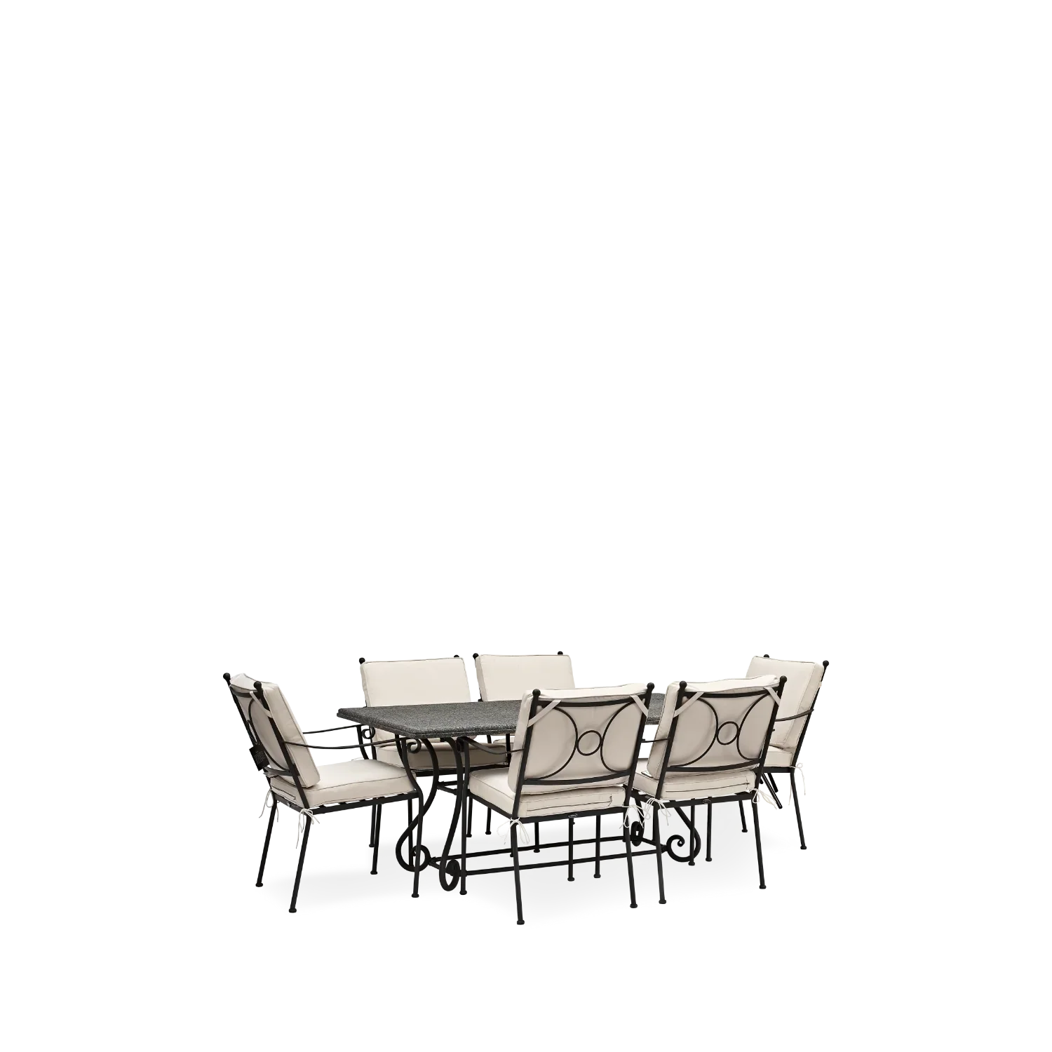 Cheltenham 6 Seater Metal Garden Dining Set with Granite Top, Natural - Image 4