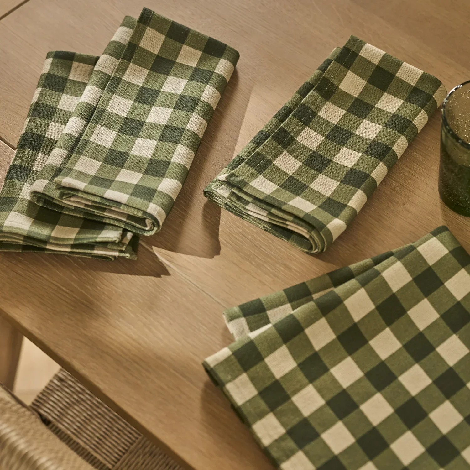 Cora Check Cotton Linen Napkins, Set of 4
