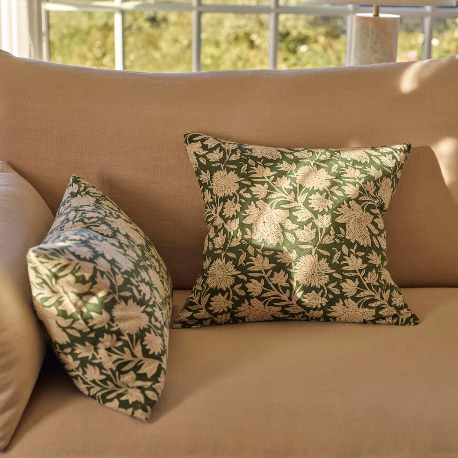 Dora Printed Bolster Cushion, Green - Image 2
