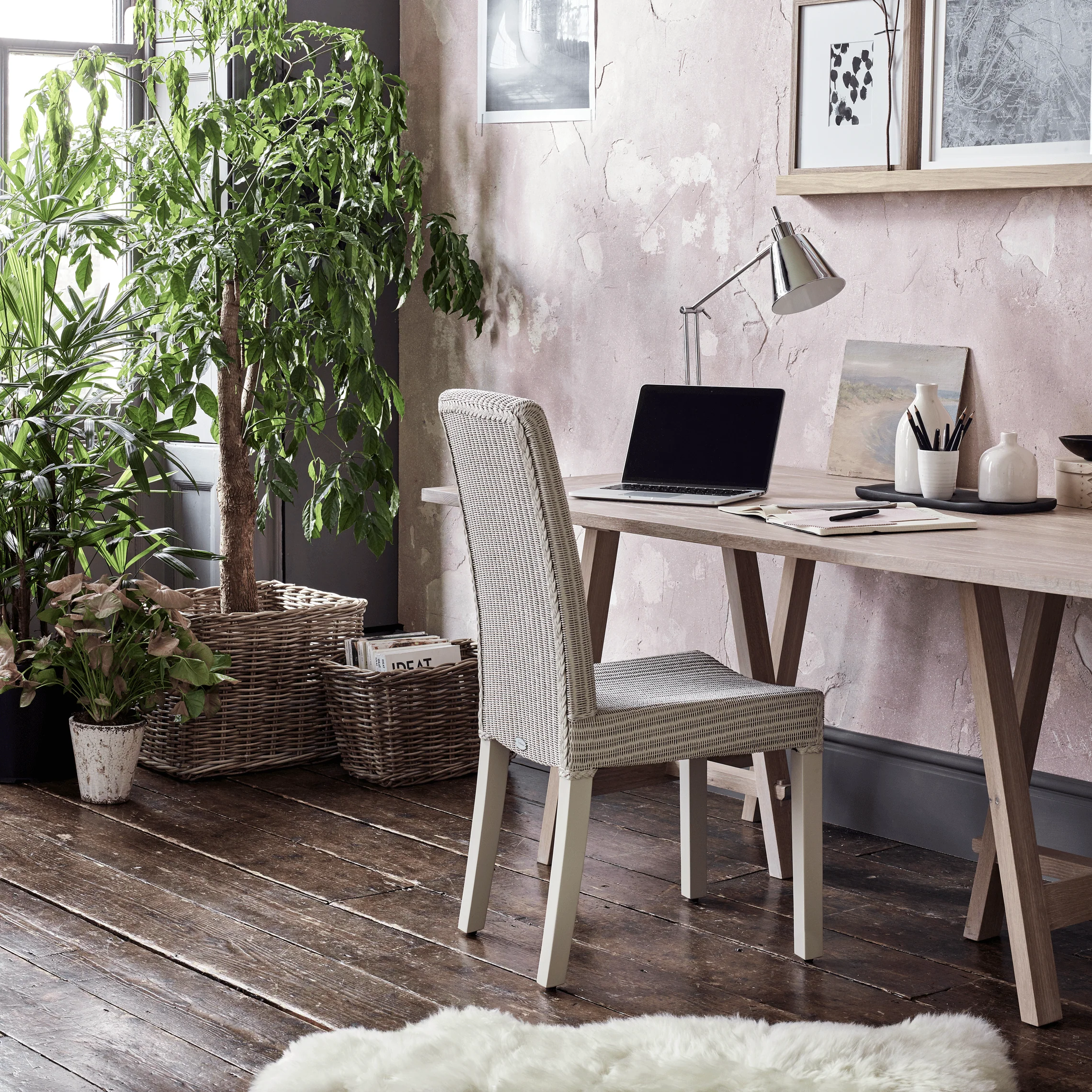 Hebden 4 Seater Chalked Oak Trestle Table - Image 2