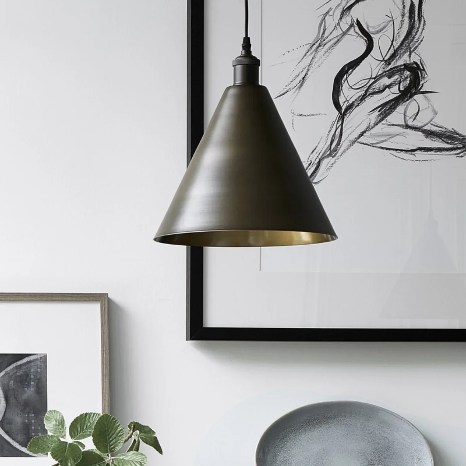 Keats Bronze Conical Pendant Light - Image 3