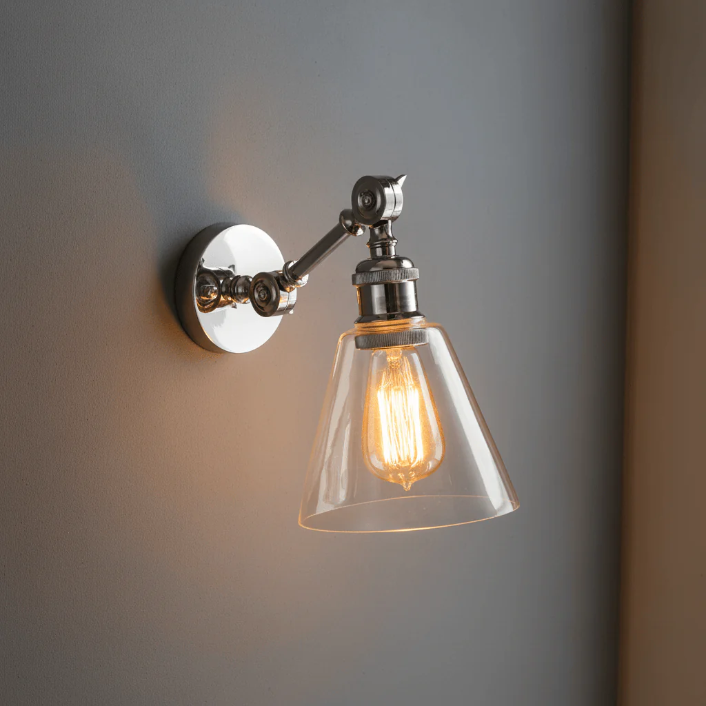 Keats Glass Shade Wall Light, Nickel