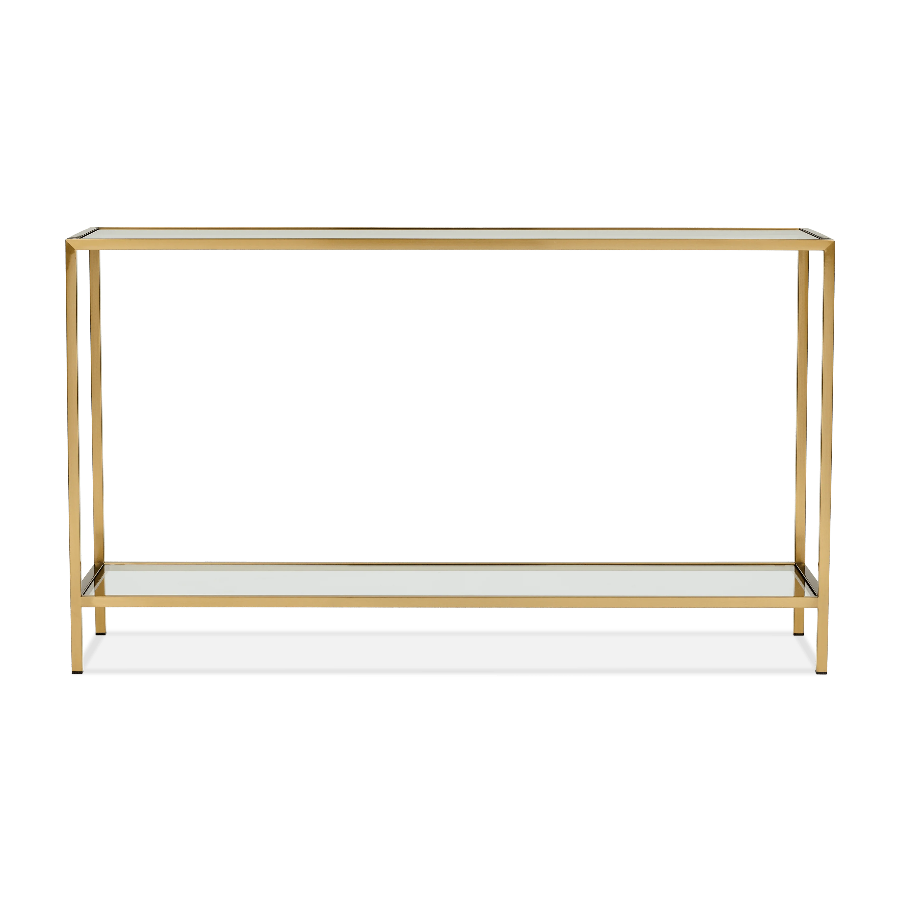 Keswick Large Brass Console Table with Glass Shelf - Image 2