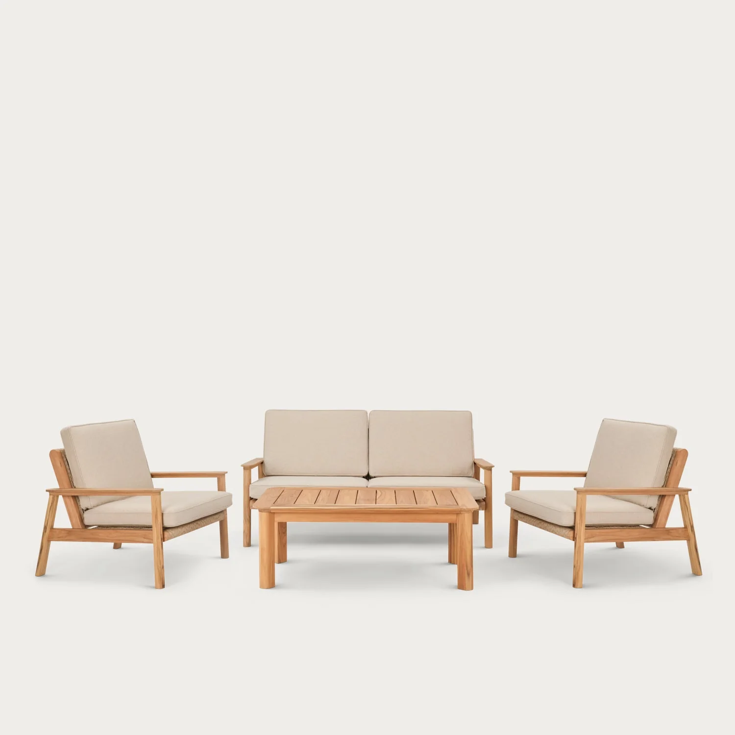 Kew 4 Seater Teak Garden Sofa Set with Coffee Table - Image 7