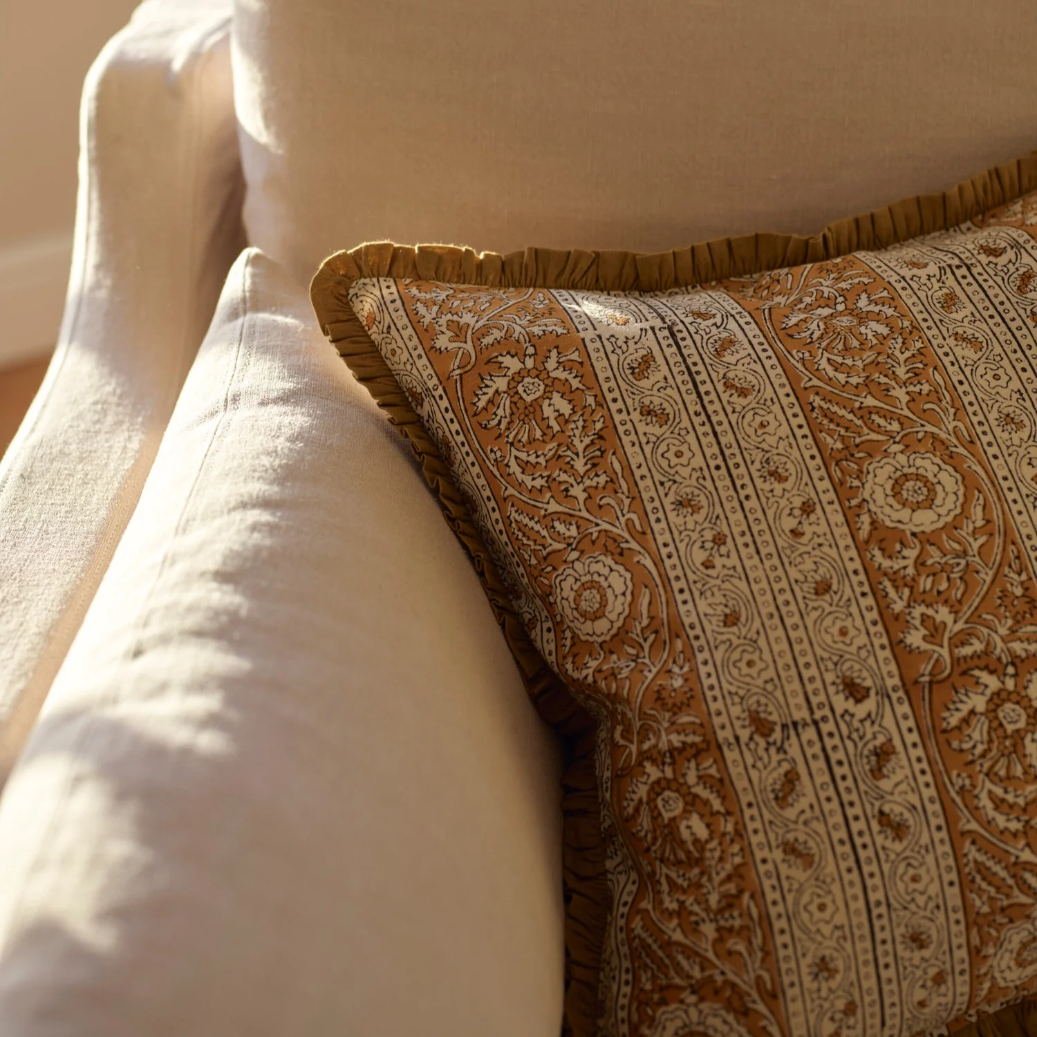 Mae Printed Scatter Cushion, Mustard - Image 3