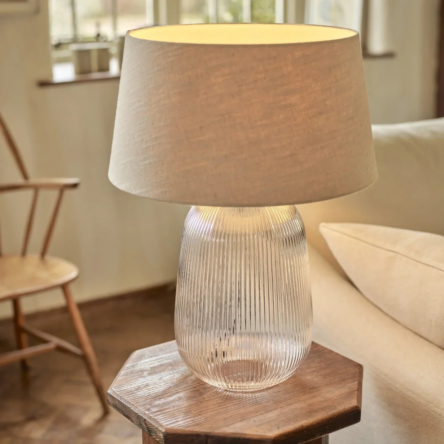 Malton Fluted Glass Pill Table Lamp