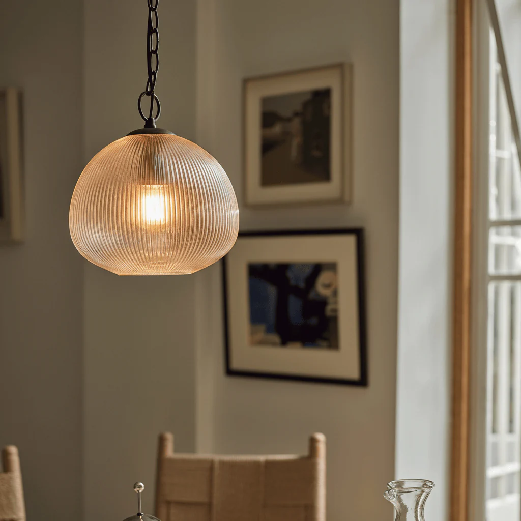 Malton Fluted Glass Round Pendant Light