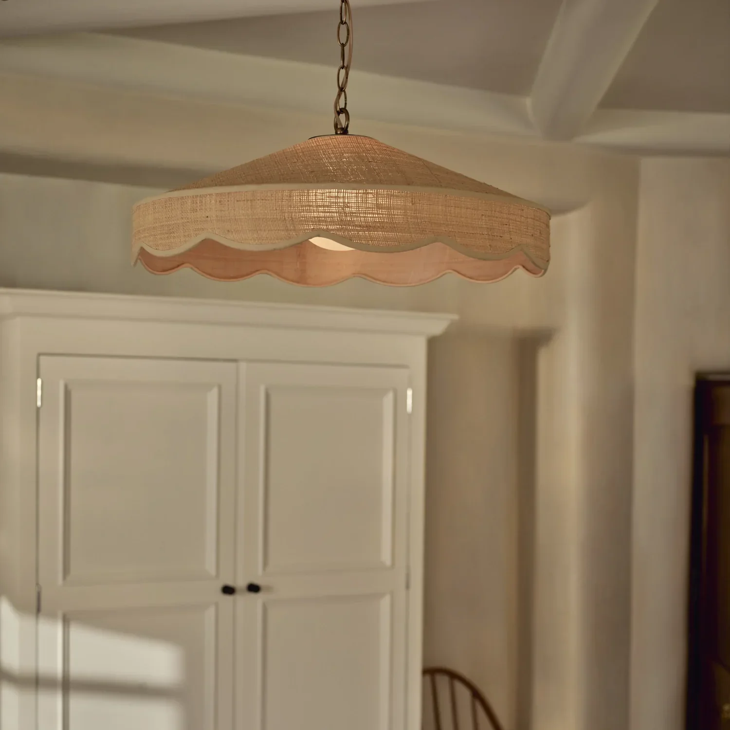 Marina Large Scalloped Raffia Pendant Light