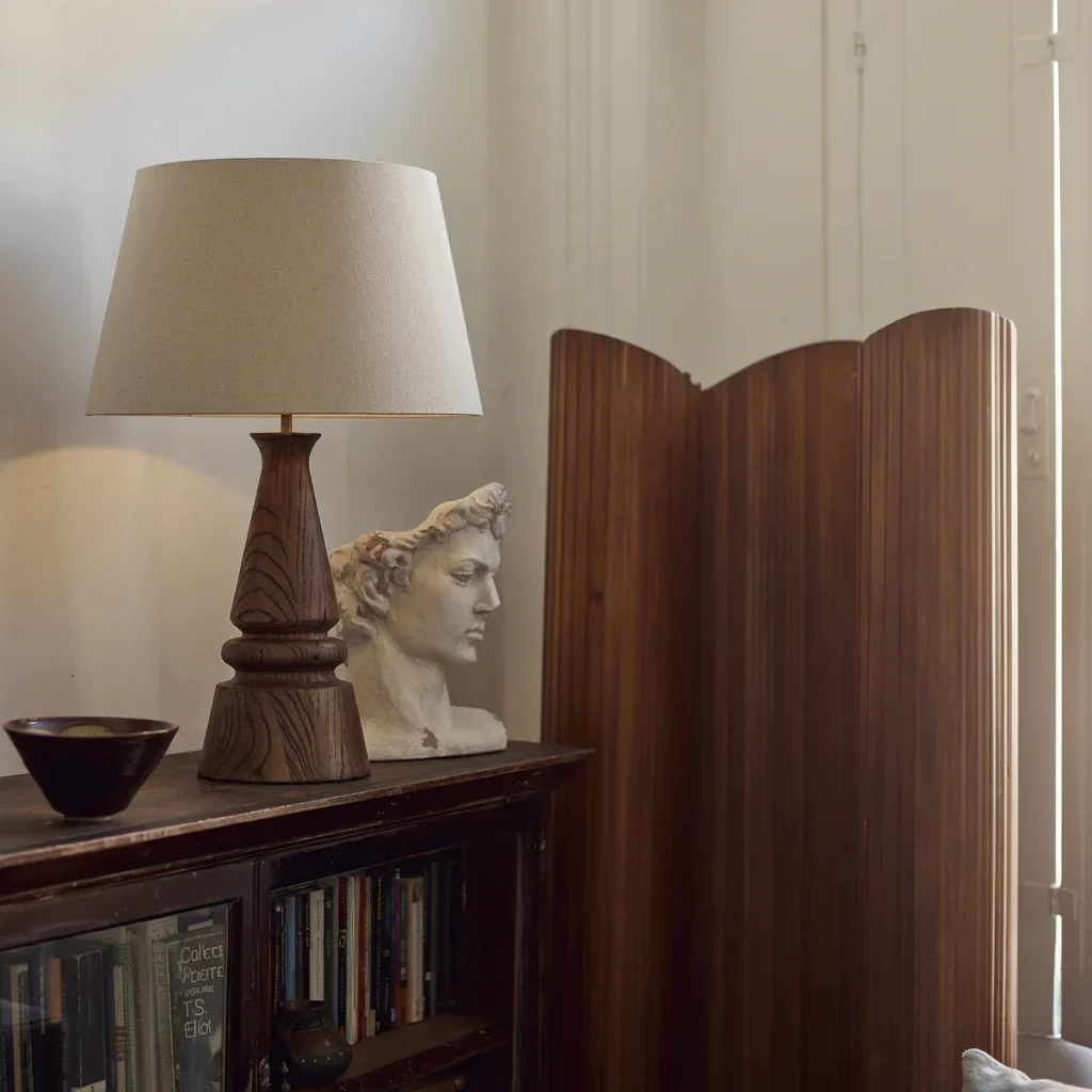 Mason Carved Wooden Table Lamp
