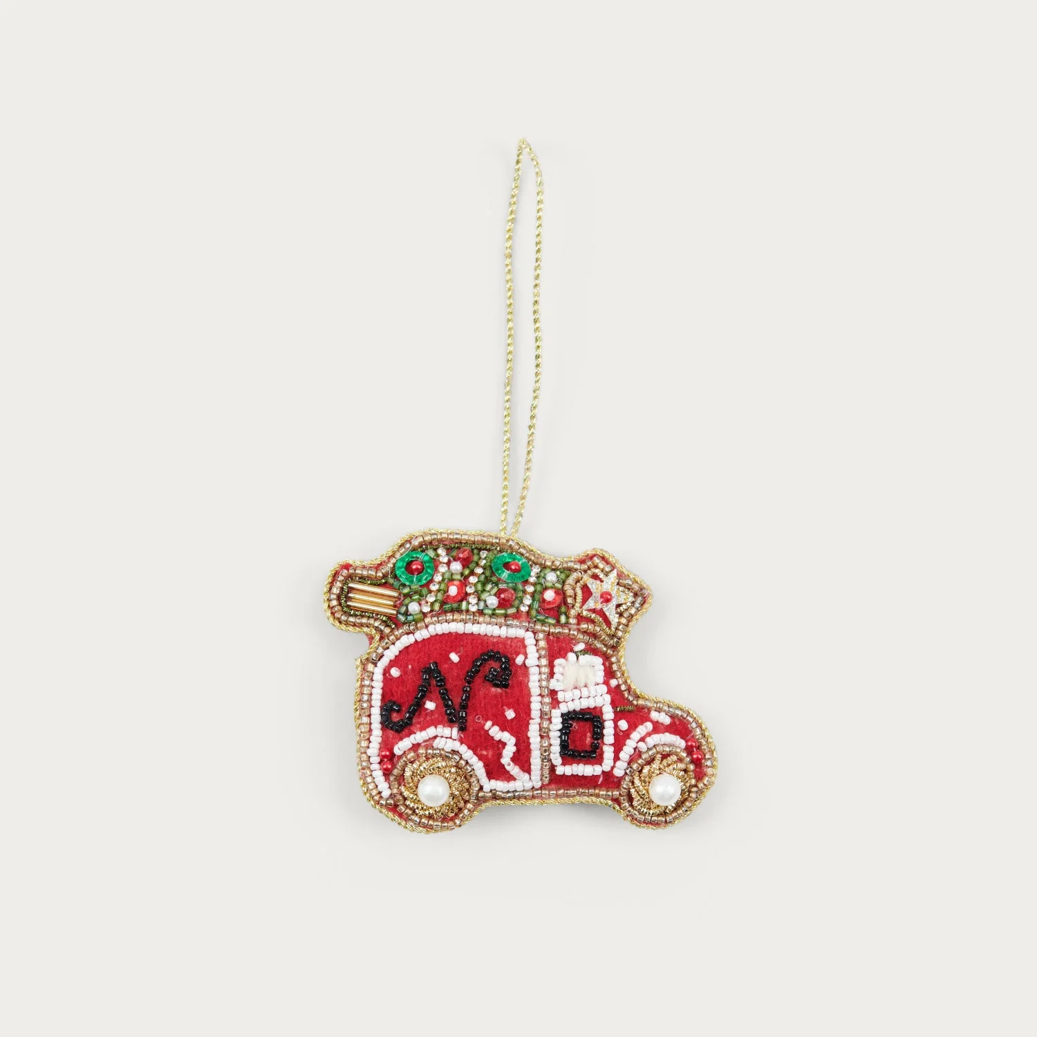 Highbury Beaded Neptune Red Van Hanging Decoration - Image 2