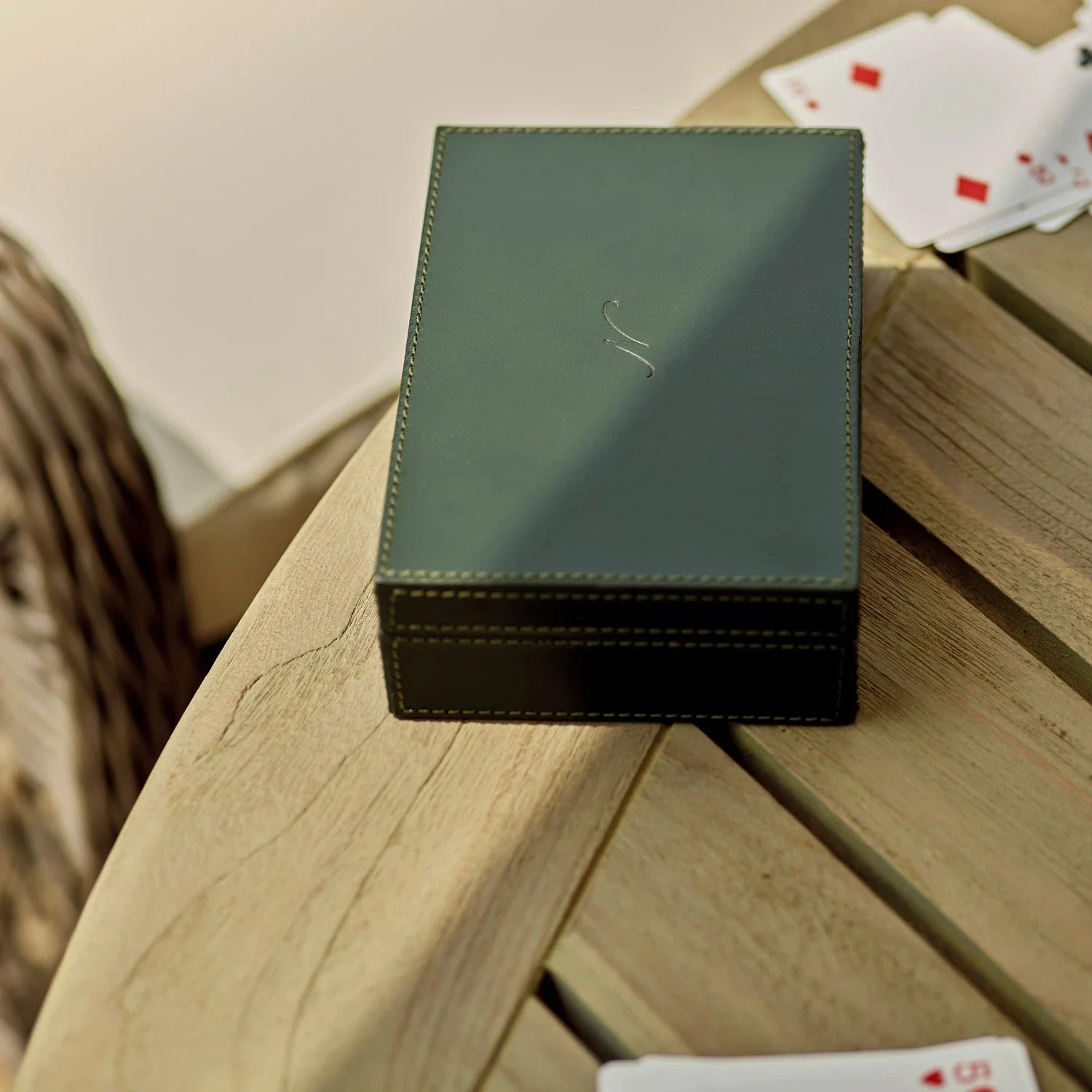 Neptune Leather Playing Cards Box, Constable Green - Image 2