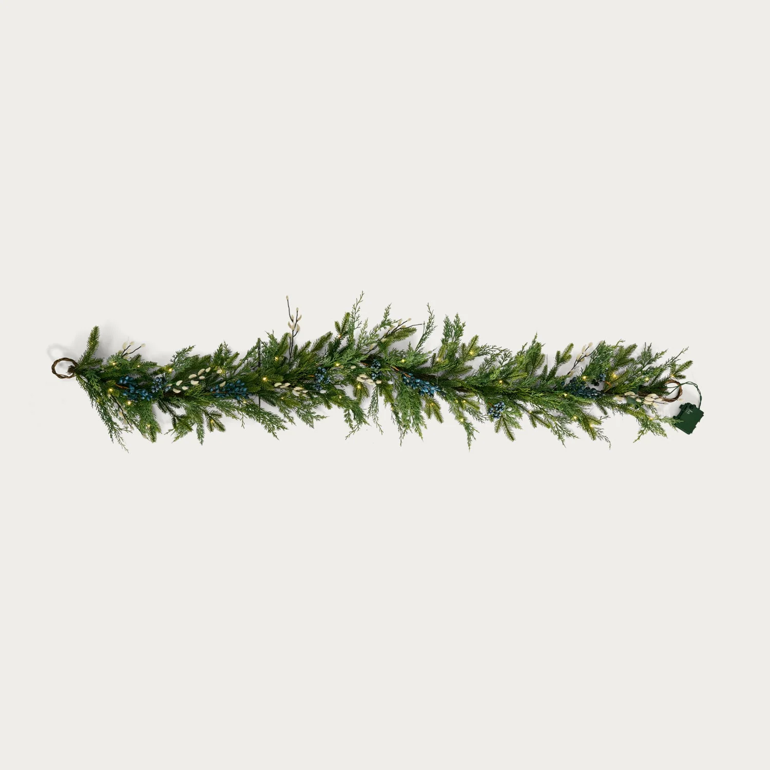 Pussy Willow & Foliage Pre-lit Garland - Image 3