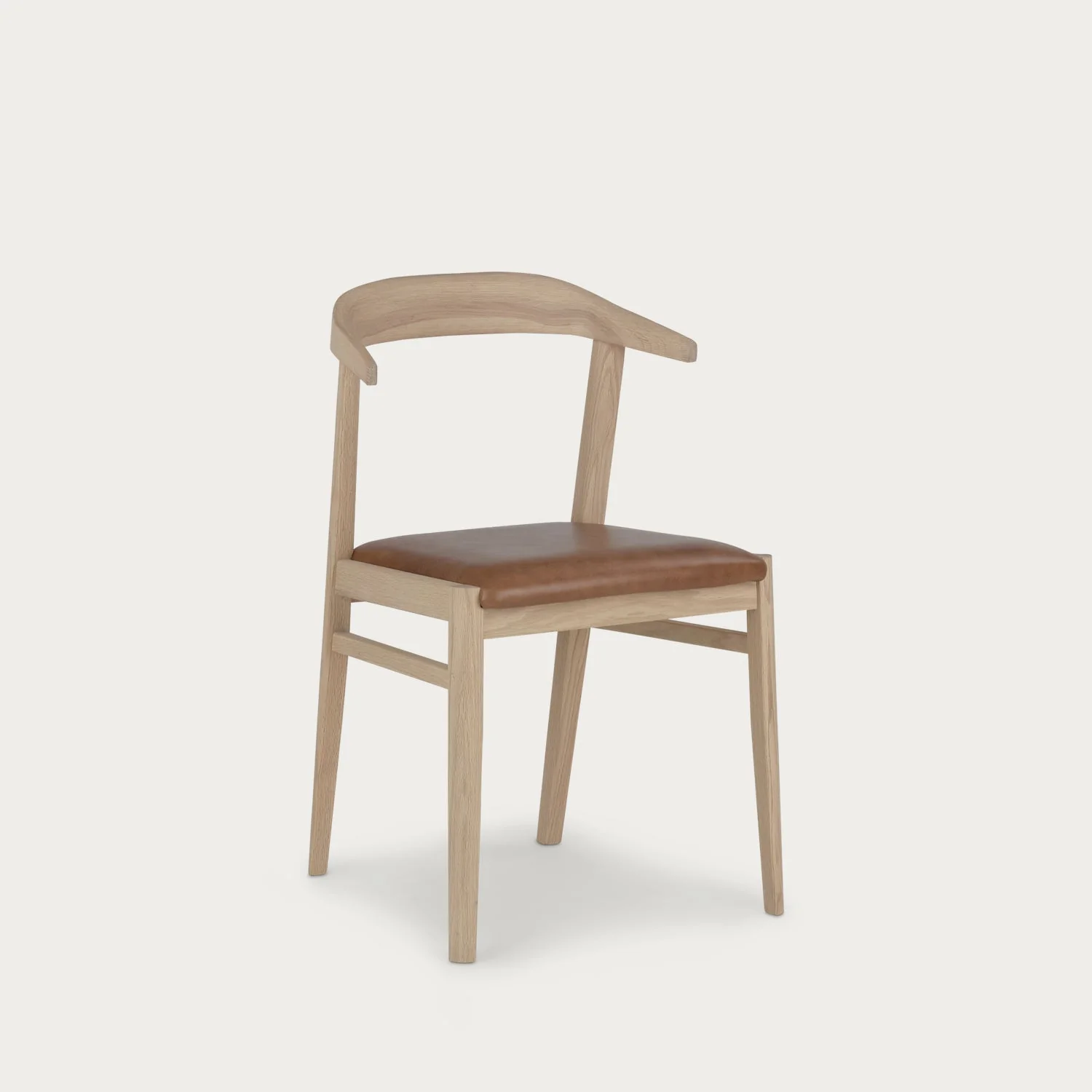 Renewed - Borough Oak Dining Chair, Tan Leather - Image 10
