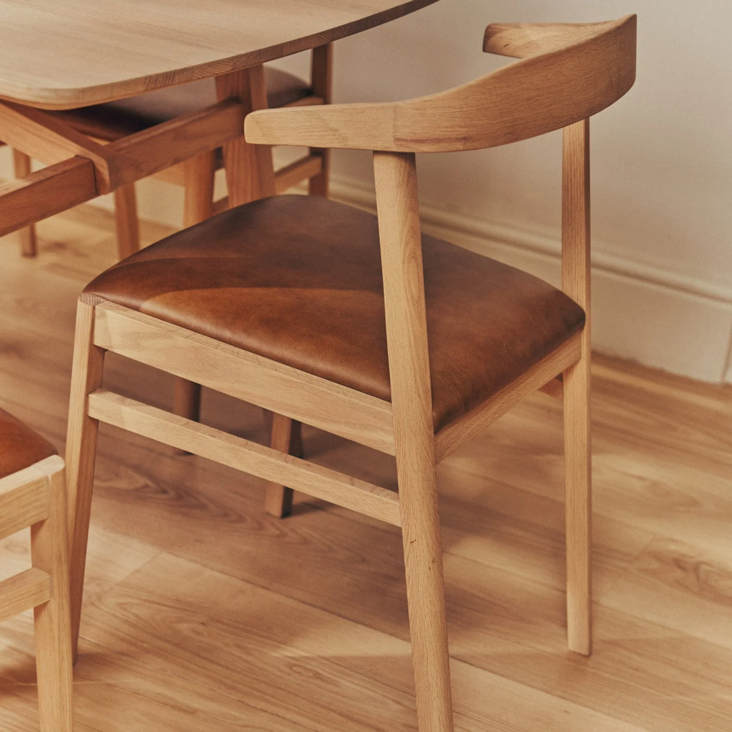 Renewed - Borough Oak Dining Chair, Tan Leather - Image 6