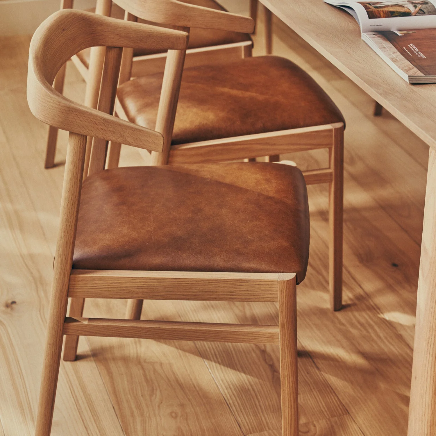Renewed - Borough Oak Dining Chair, Tan Leather - Image 7