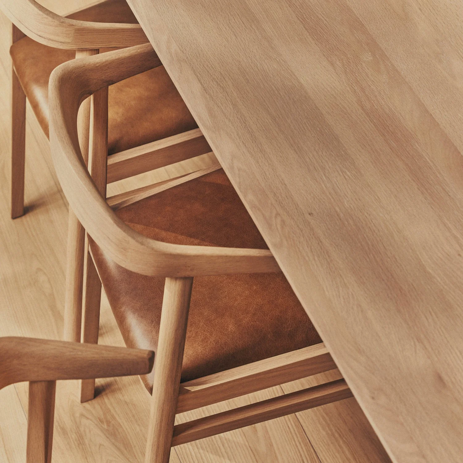 Renewed - Borough Oak Dining Chair, Tan Leather - Image 8