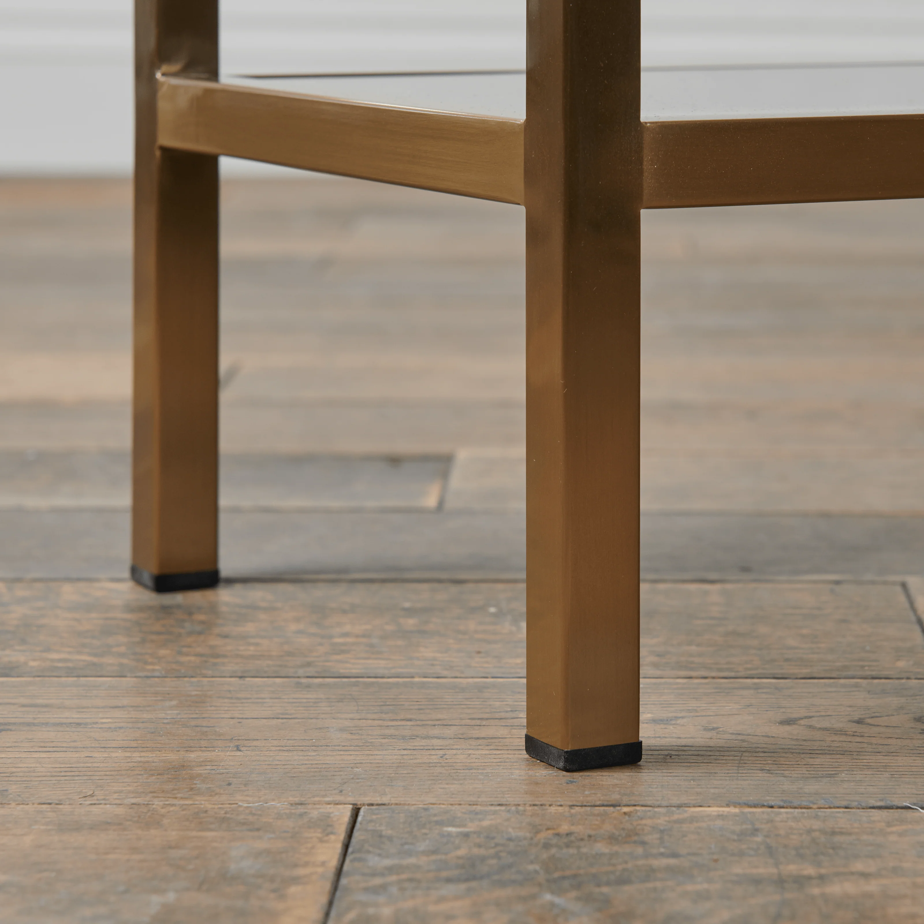 Renewed - Keswick Narrow Brass Side Table with Glass Shelf - Image 3