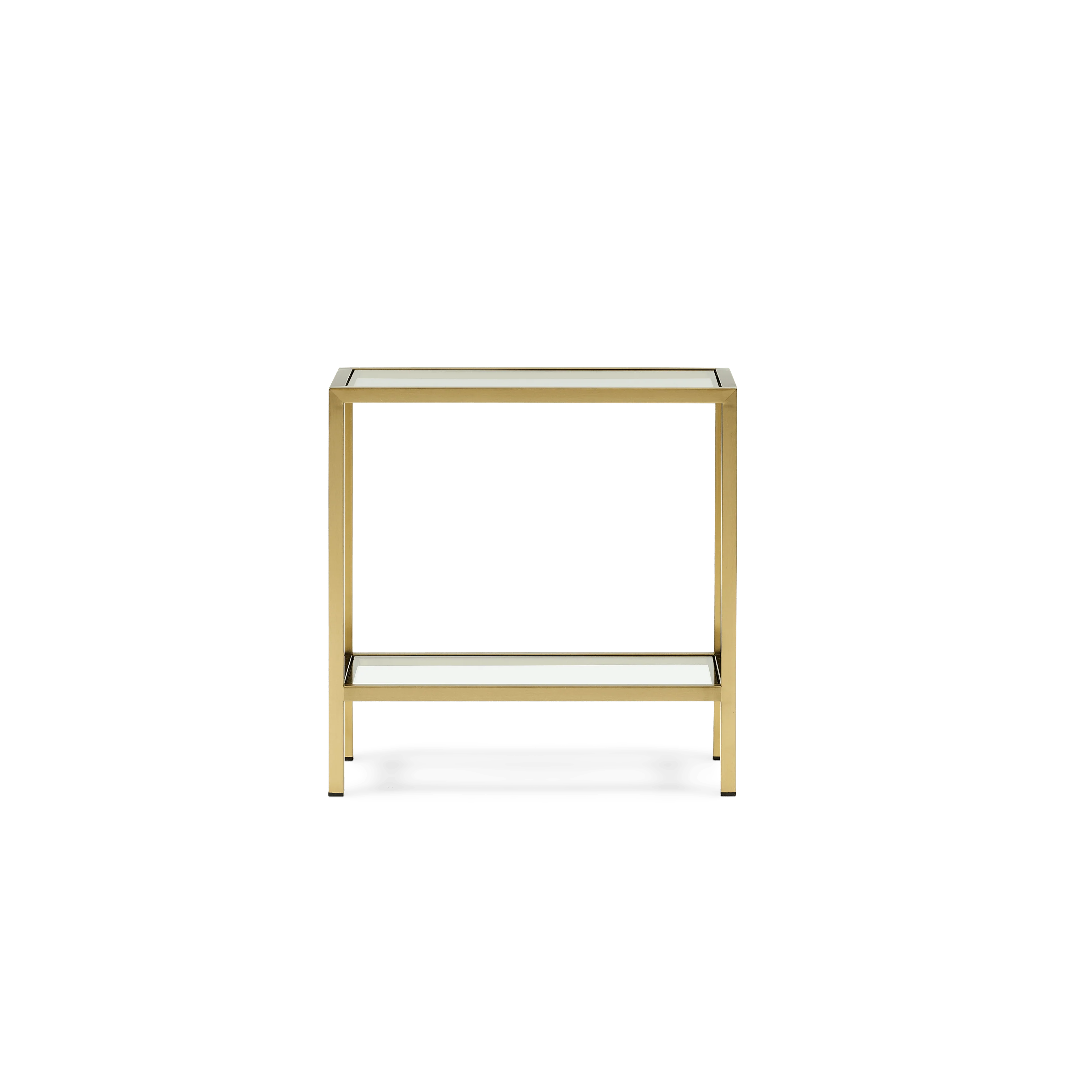 Renewed - Keswick Narrow Brass Side Table with Glass Shelf - Image 5