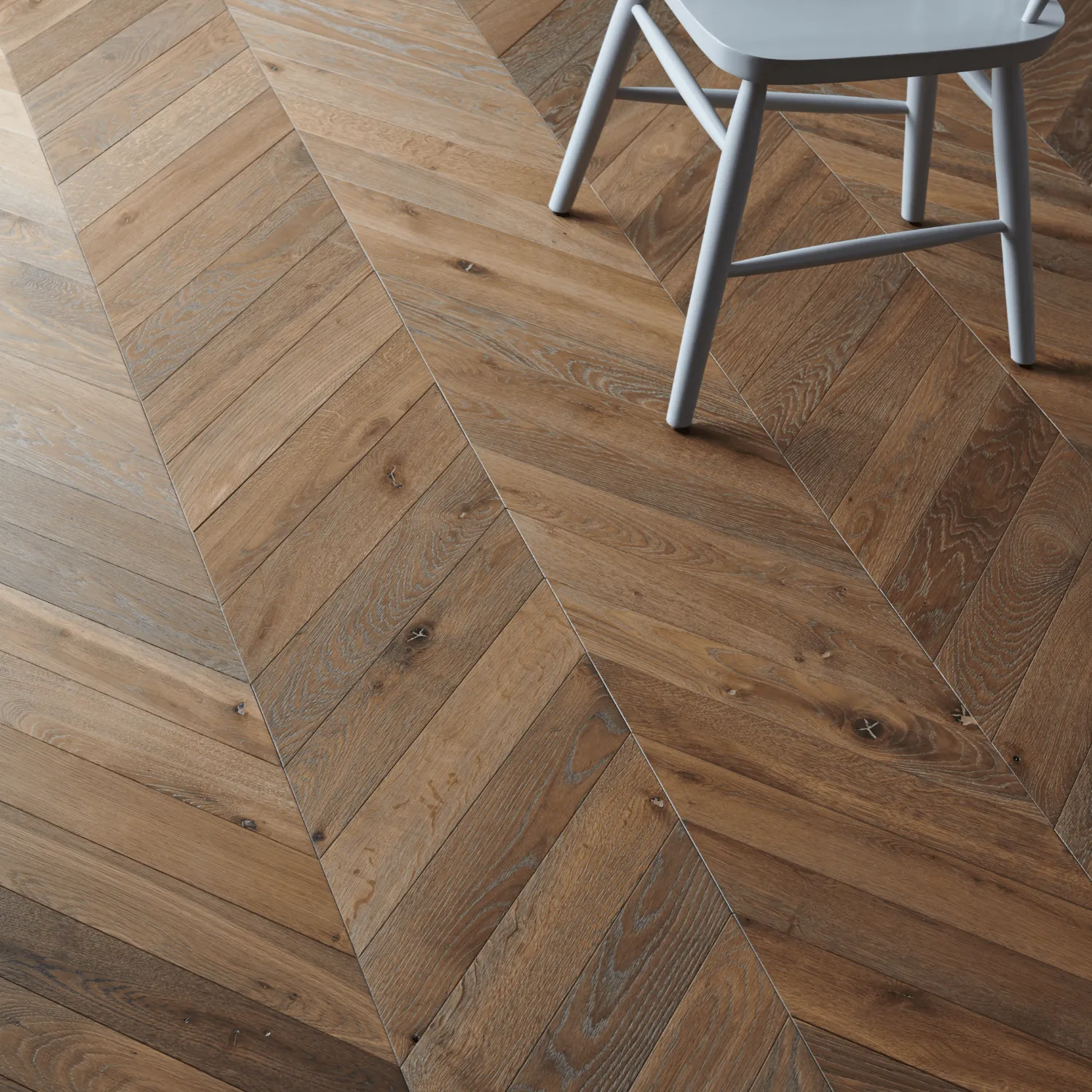 Savernake Chevron Engineered Oak Flooring 10mm x 90mm, Dark Vintage