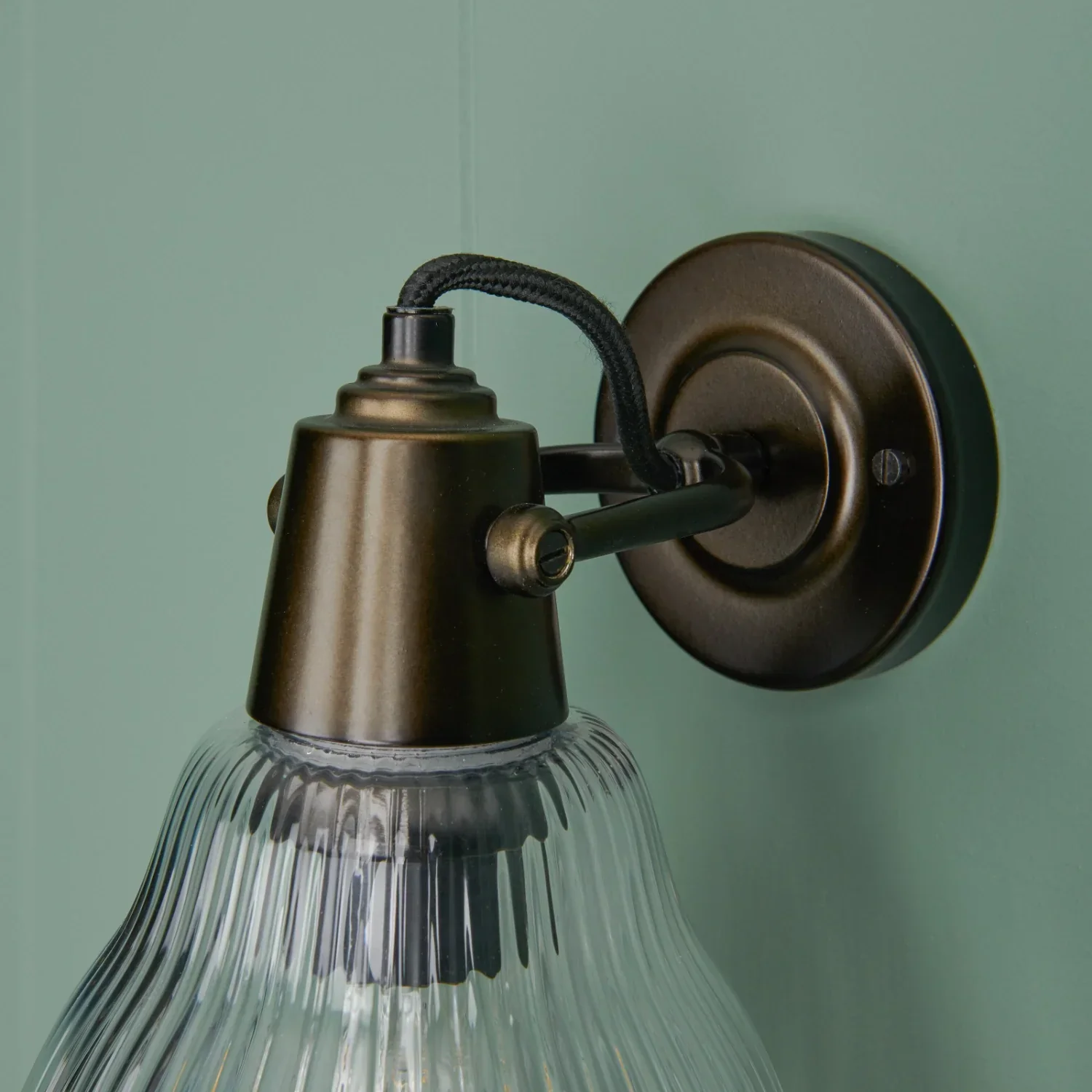 Shaftesbury Fluted Glass Wall Light, Bronze - Image 5