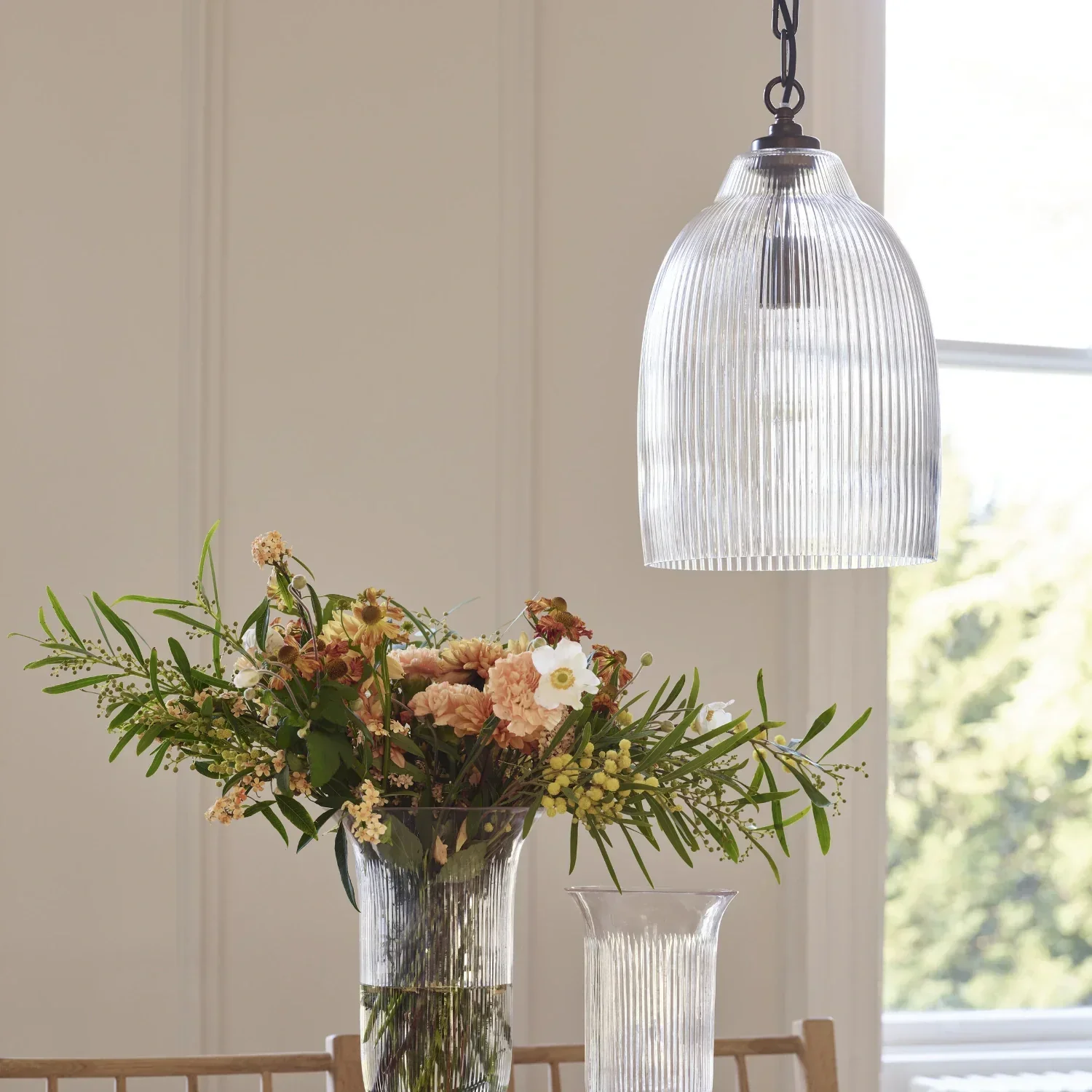 Shaftesbury Small Fluted Glass Pendant Light, Bronze - Image 3