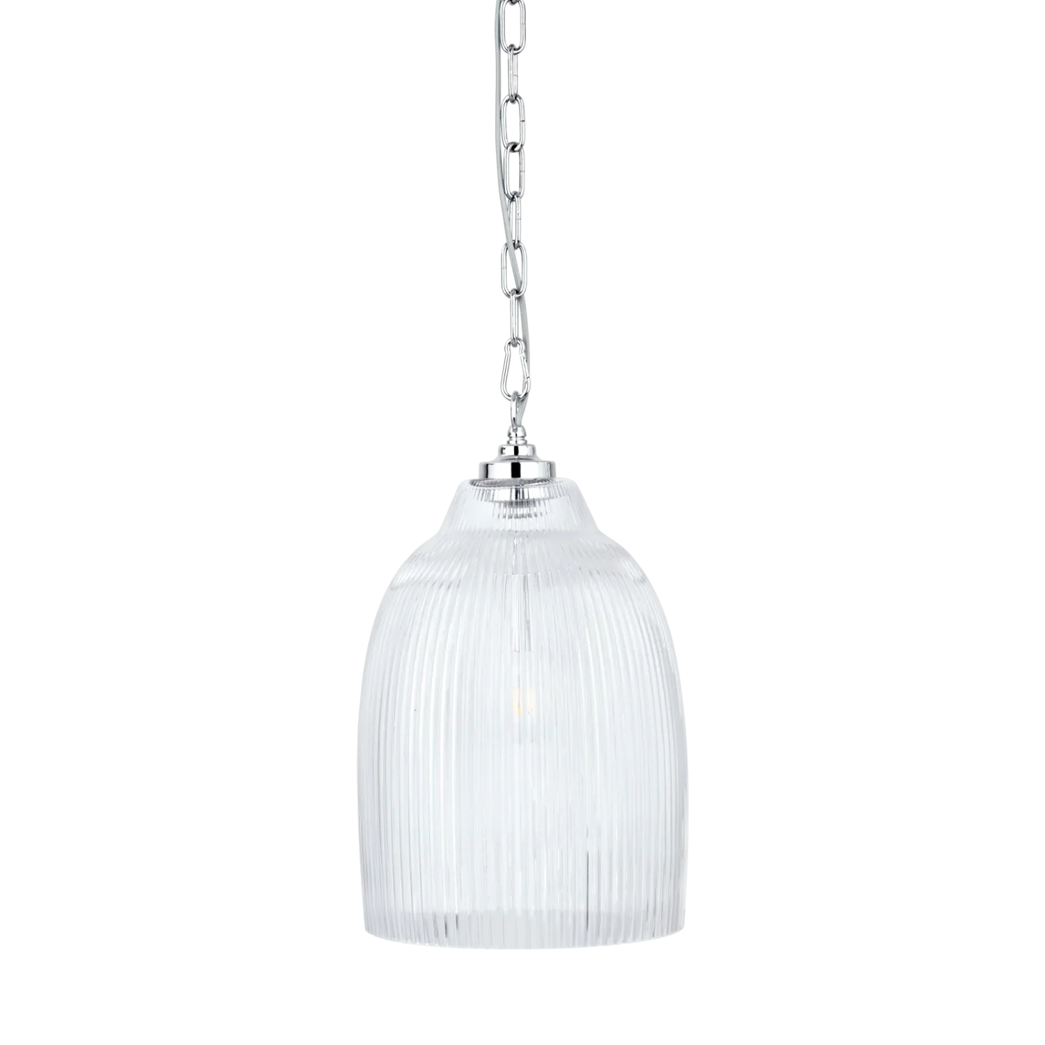 Shaftesbury Small Fluted Glass Pendant Light, Chrome - Image 3
