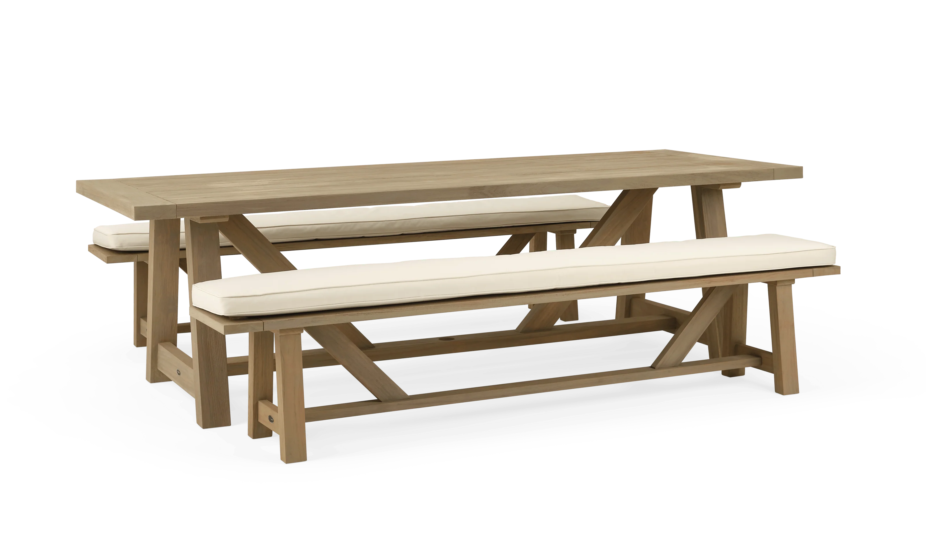 Stanway 6 Seater Teak Garden Dining Table and Bench Set - Image 3