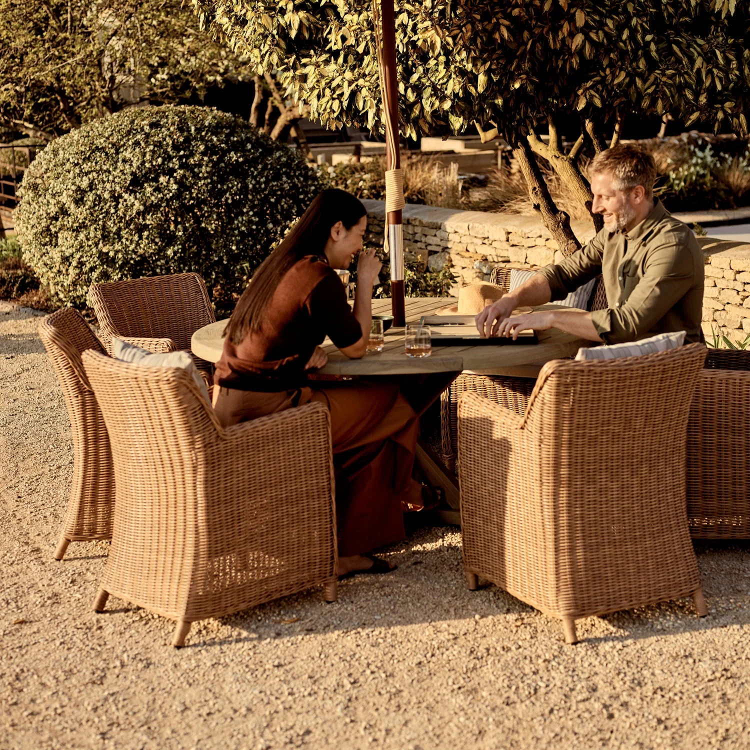 Stanway Wicker Garden Carver Dining Chair, Honey - Image 4