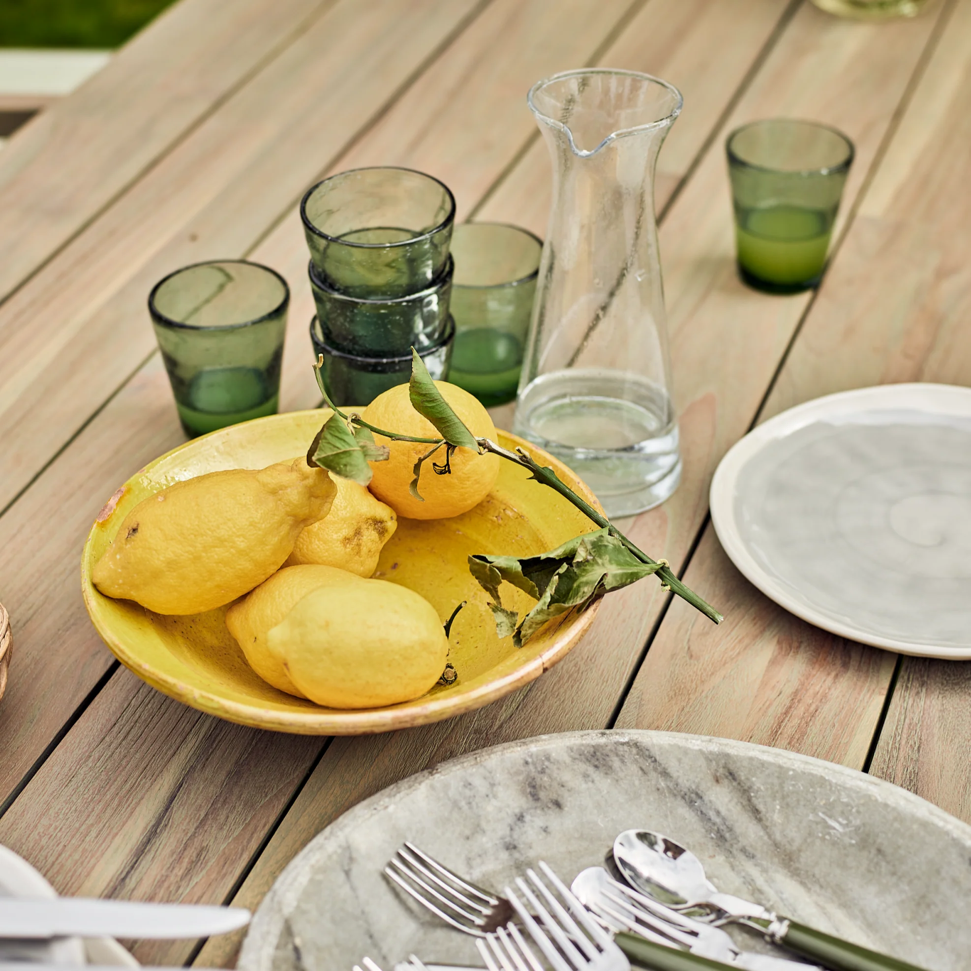 Stanway 6 Seater Rectangular Teak Garden Dining Set with Denham Campaign Chairs - Image 3