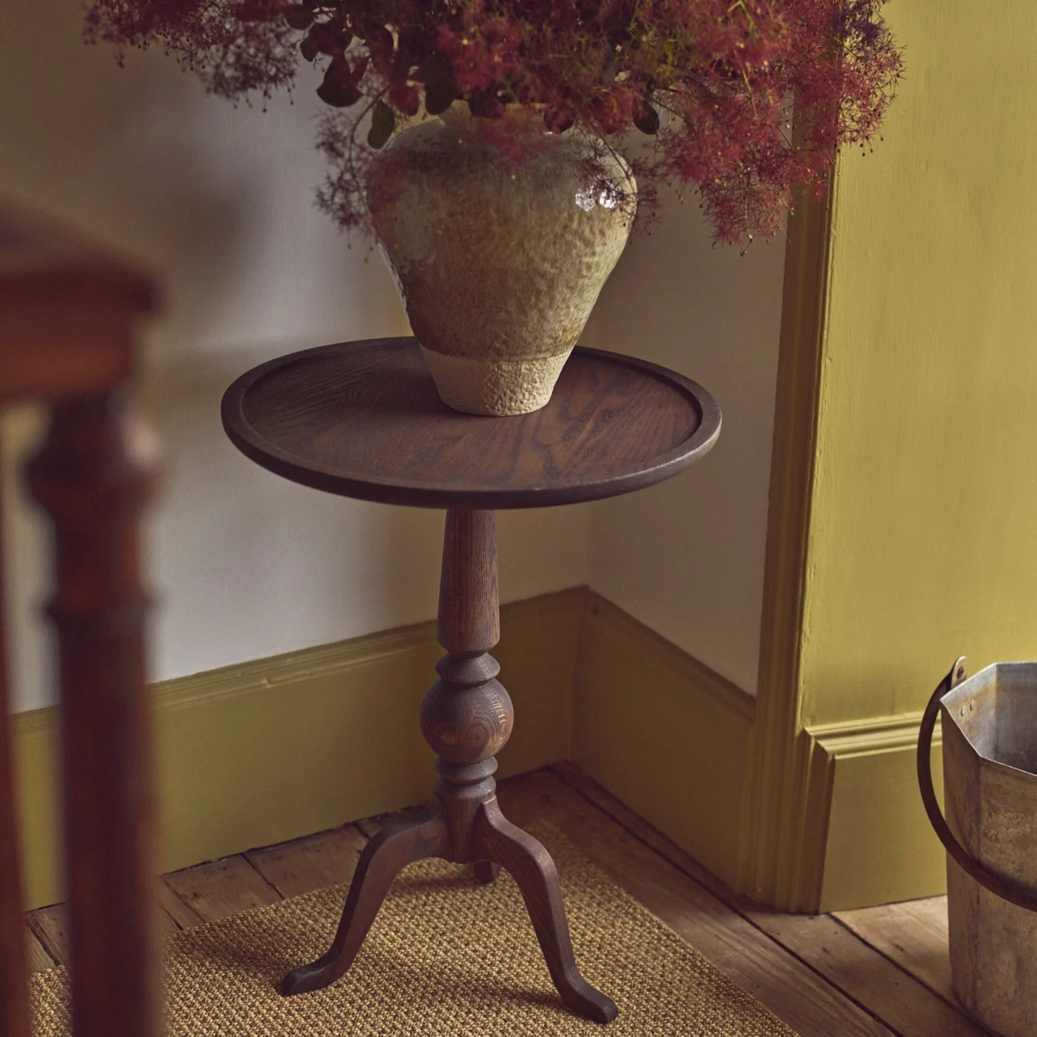 Thornbury Round Oak Side Table, Darkened Oak