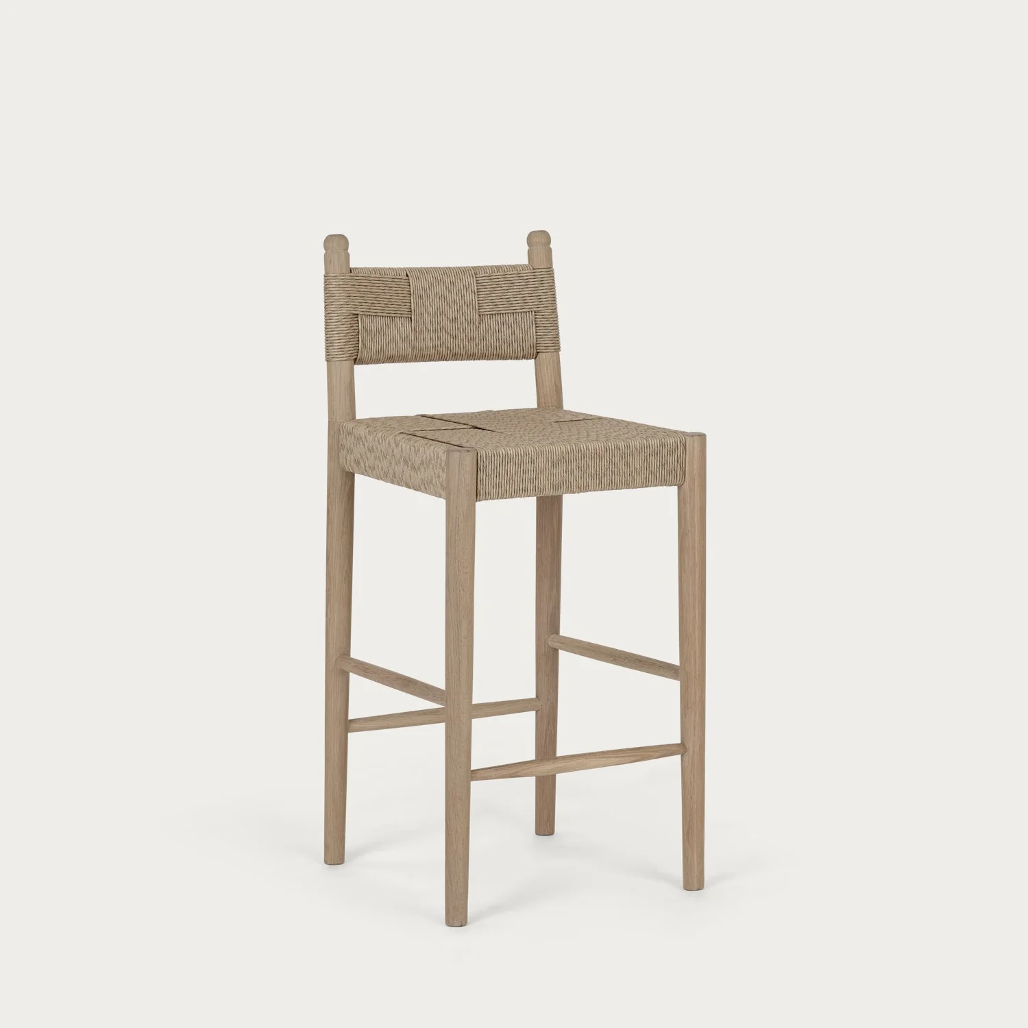 Tilbury Oak & Rattan Bar Stool - Image 5